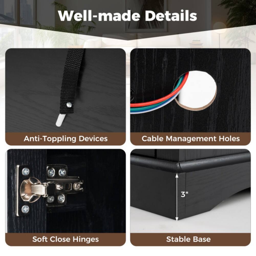 Well-made Details

- Anti-Toppling Devices
- Cable Management Holes
- Soft Close Hinges
- Stable Base