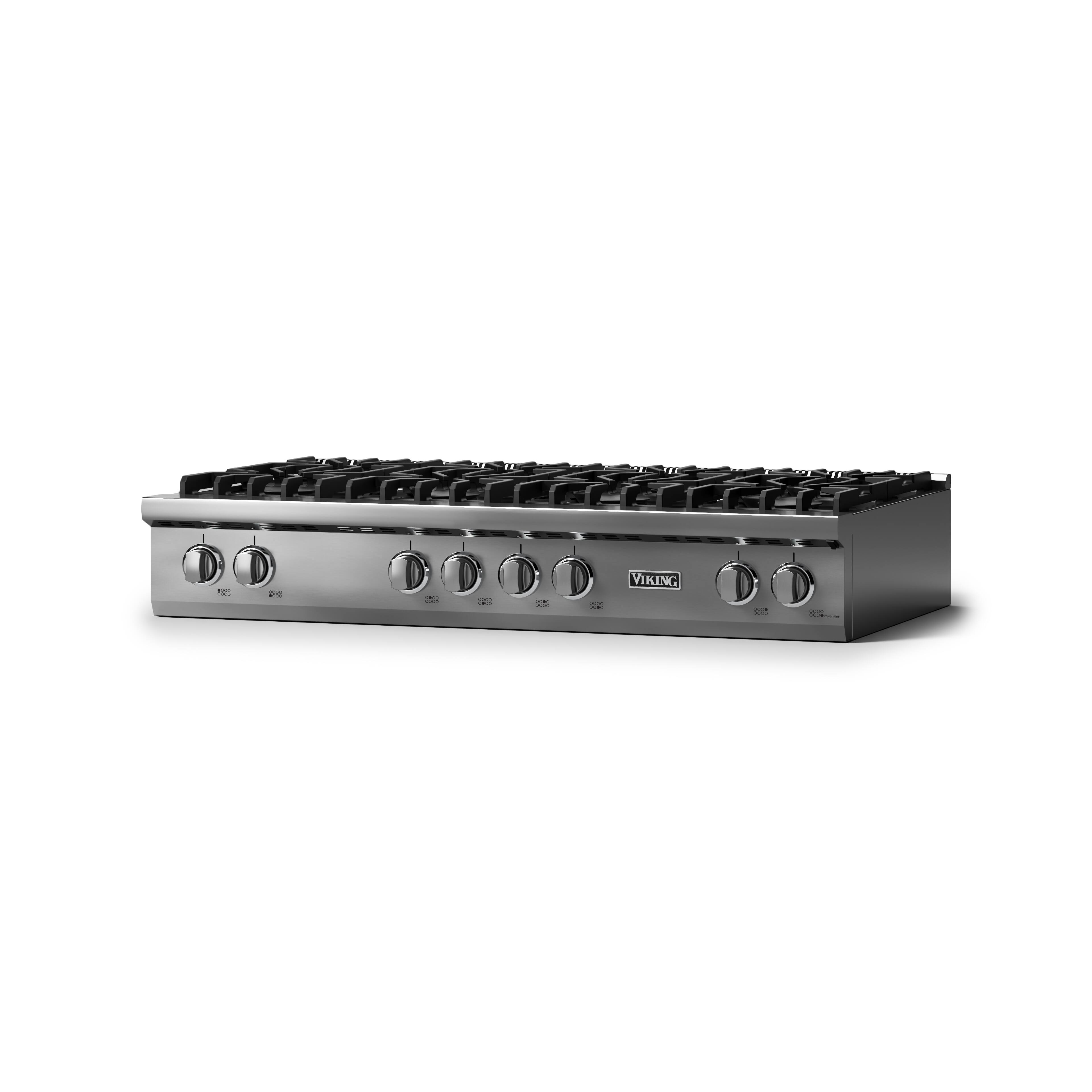 Angle. Viking - 48"W. Pro5S 8 Burner Built-in Gas Sealed Burner Rangetop-LP-Stainless Steel - Stainless Steel.