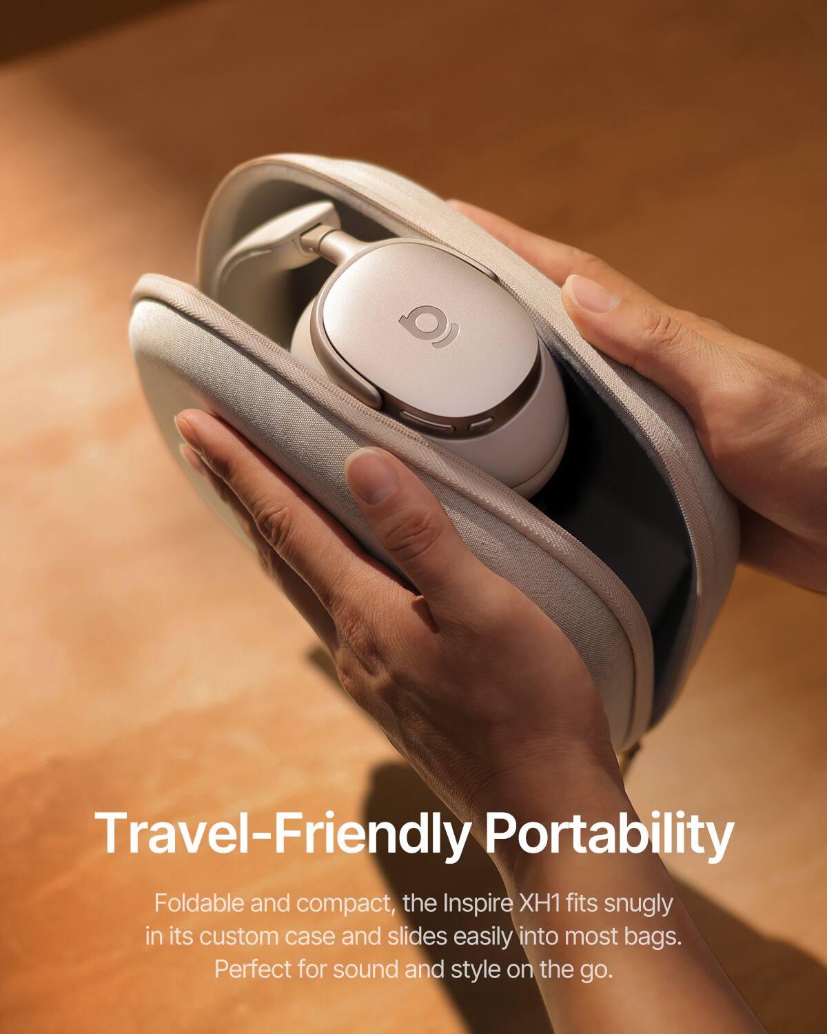 Travel-Friendly Portability

Foldable and compact, the Inspire XH1 fits snugly in its custom case and slides easily into most bags. Perfect for sound and style on the go.