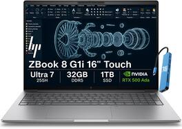 HP - Upgraded - ZBook 8 G1i 16" FHD+ Touchscreen Mobile Workstation - NVIDIA RTX 500 Ada - Intel Core Ultra 7 255H - 32GB RAM - 1TB SSD - Sliver Gray
