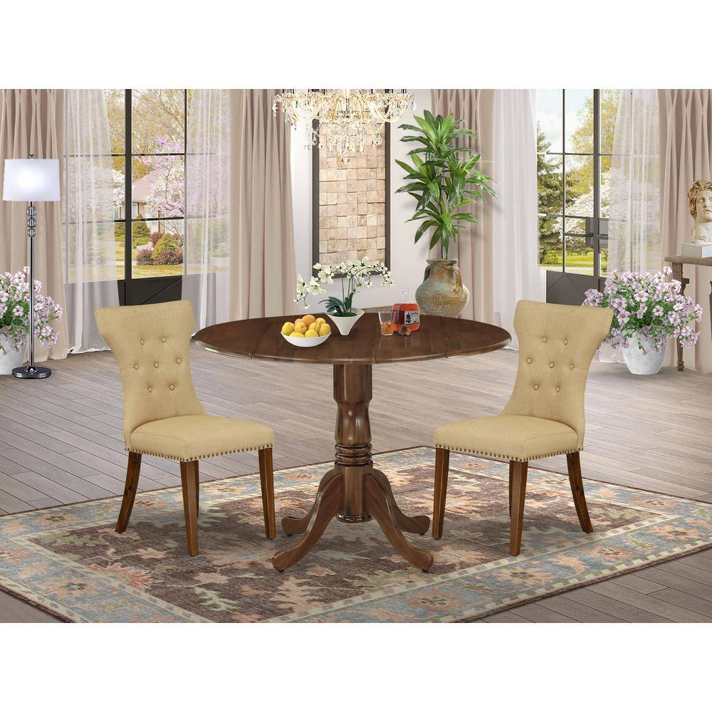 Alt View 3. East West Furniture - 3 Pc Dining Room Table Set Contains a Round Table and 2 Parson Chairs - Grey.