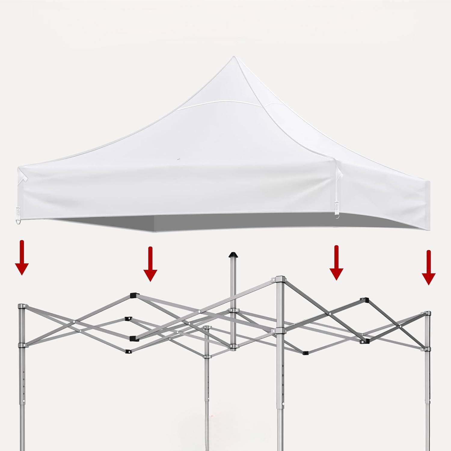 Angle. APRILSOUL - 10x10 Canopy Replacement Top for Pop Up Canopy Tent 4PC Pack Canopy only cover and 4pcs sandbag not include frame White.
