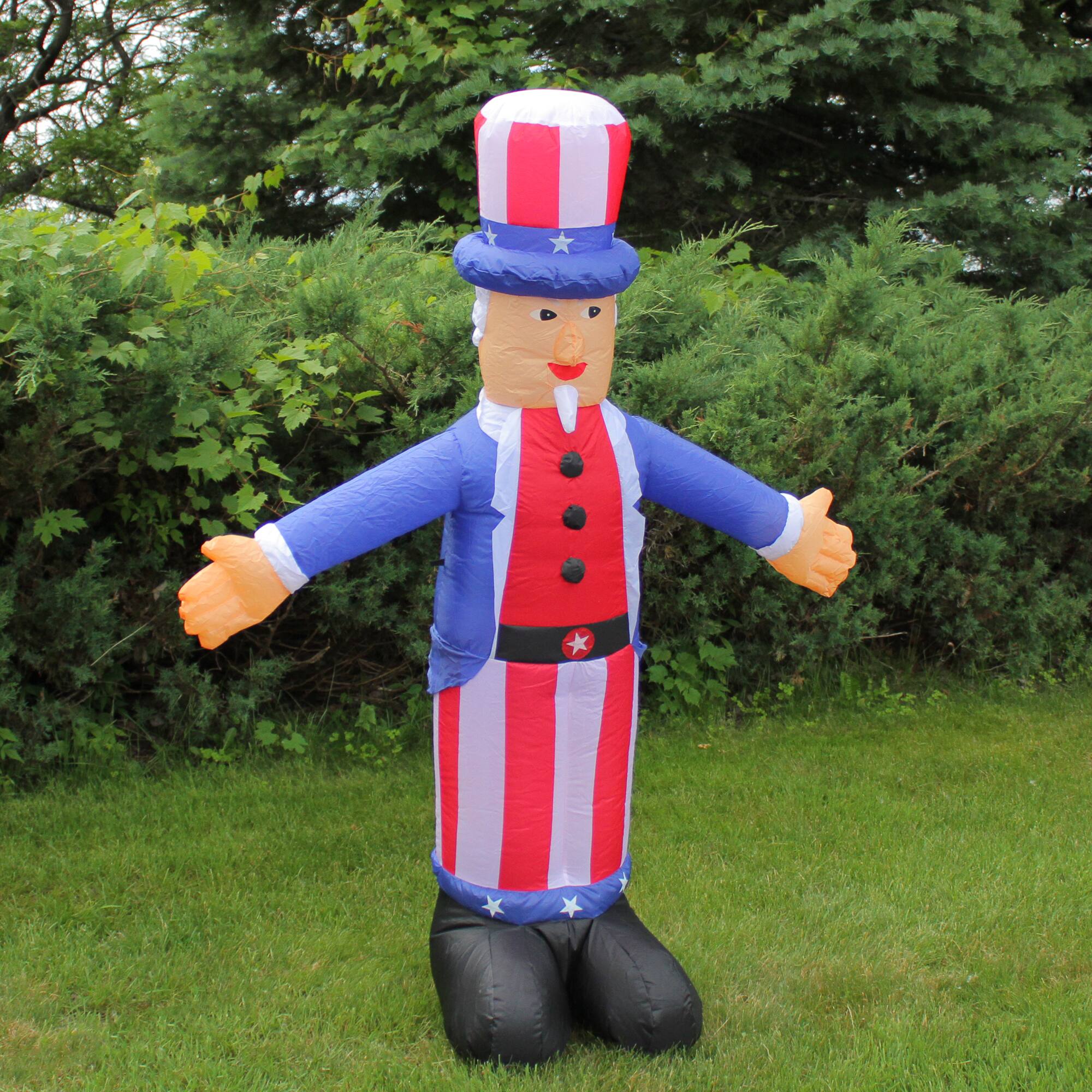 Alt View 3. Northlight - Lighted Inflatable Uncle Sam Patriotic Outdoor Decoration - 6' - White.