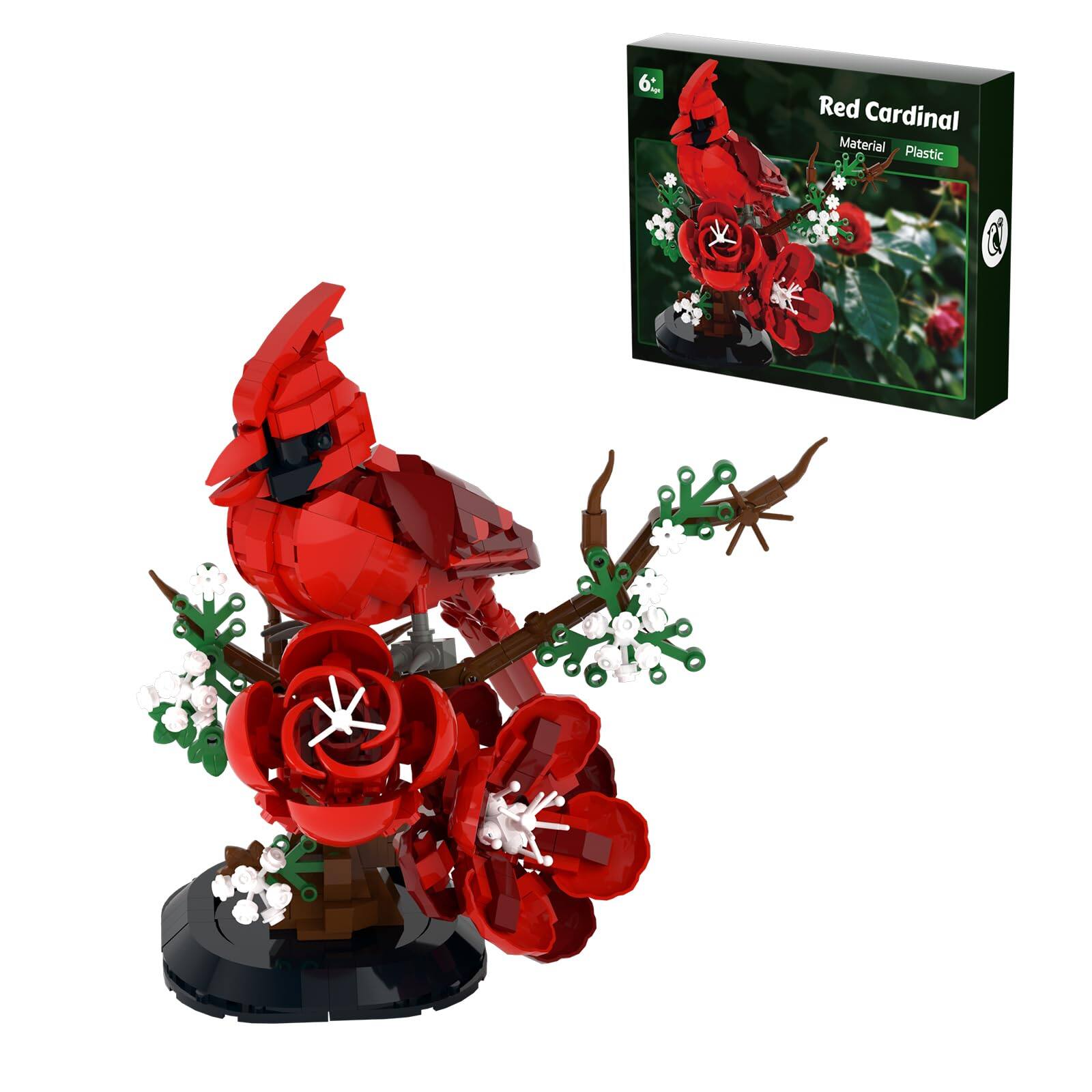 EZTW1 Northern Cardinal Bird Building Set Block 526pcs With Flowers And ...