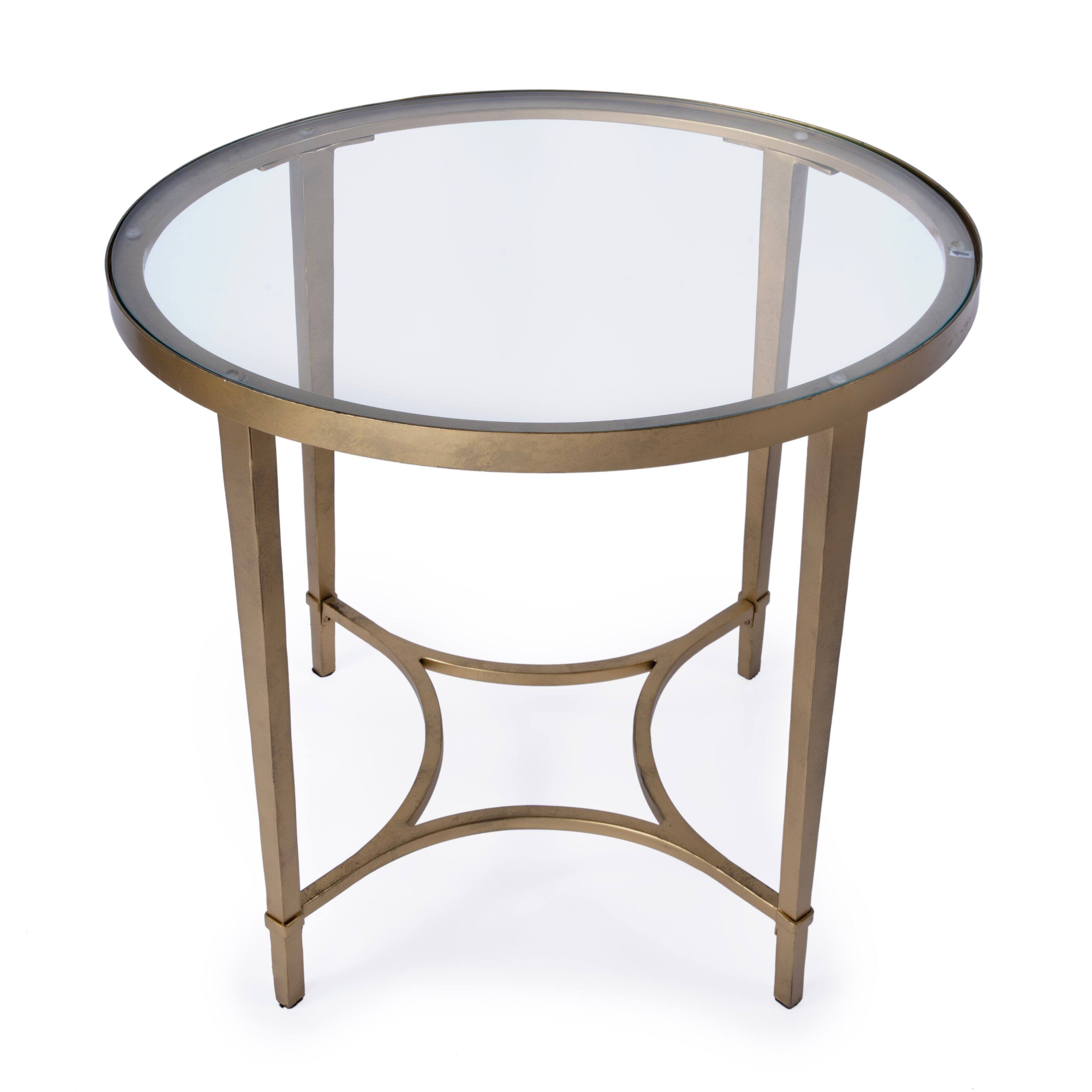 Alt View 1. Butler Specialty - Monica 26 in. W Oval Glass and Metal End Table - Gold.
