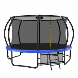 Anysun - 14FT Outdoor Trampoline with Enclosure - Includes Ladder, Anti-Rust Coating, ASTM Approved for Backyard - Blue