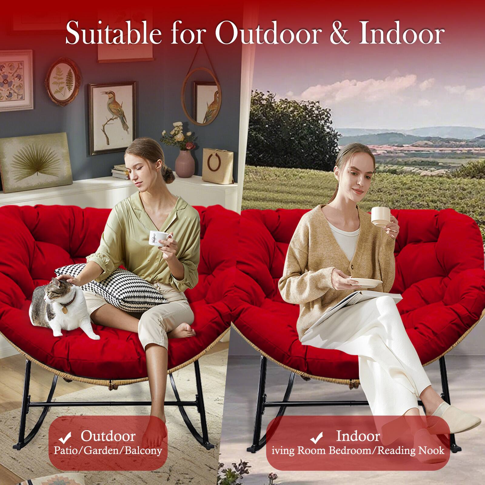 Suitable for Outdoor & Indoor

Outdoor  
Patio/Garden/Balcony

Indoor  
Living Room Bedroom/Reading Nook