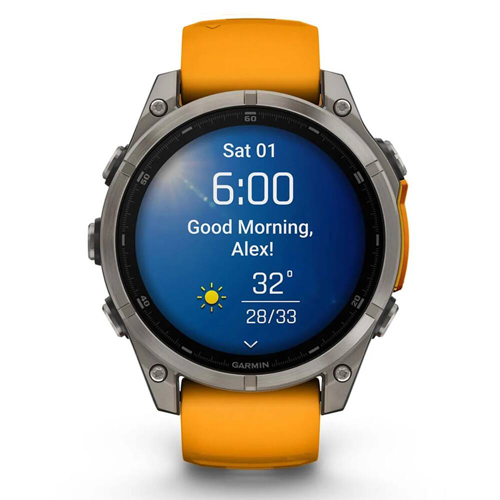 Sat 01 6:00 Good Morning, Alex! 32° 28/33 GARMIN