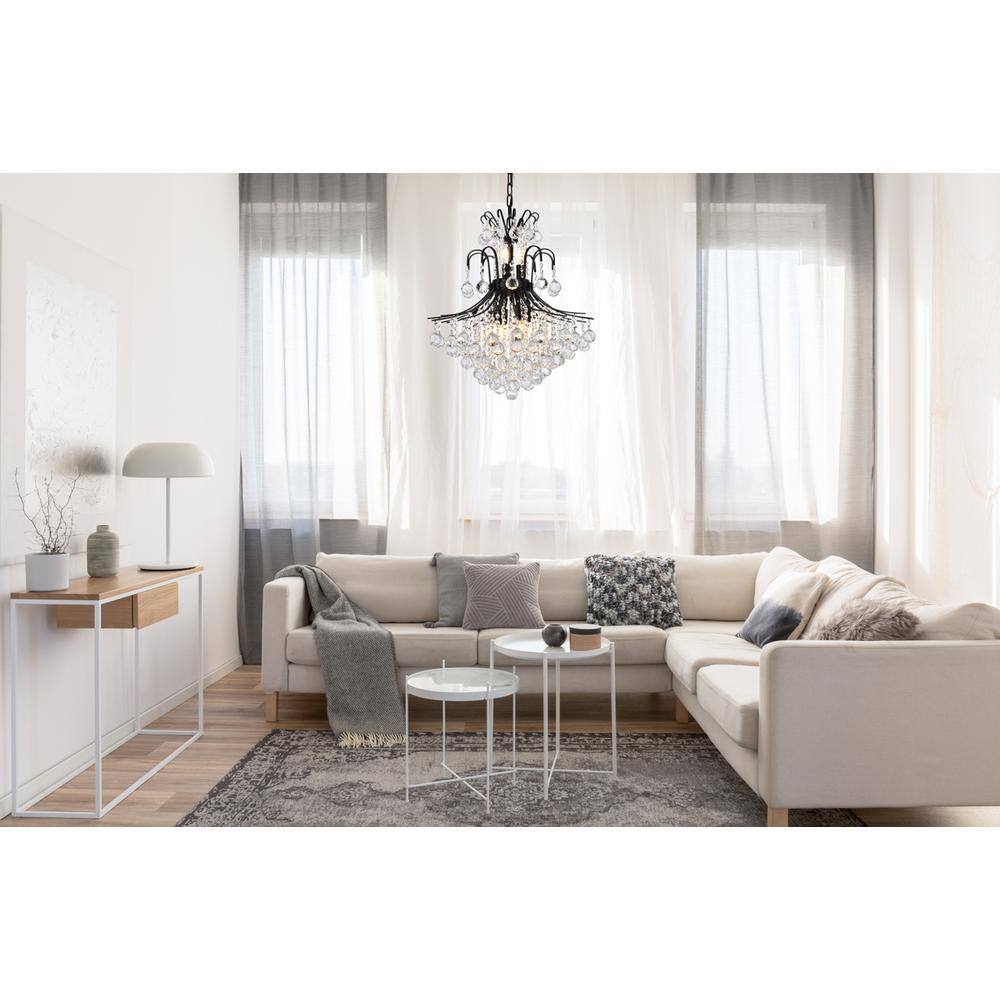 Elegant Lighting - Toureg 22 inch black chandelier - Black And Clear