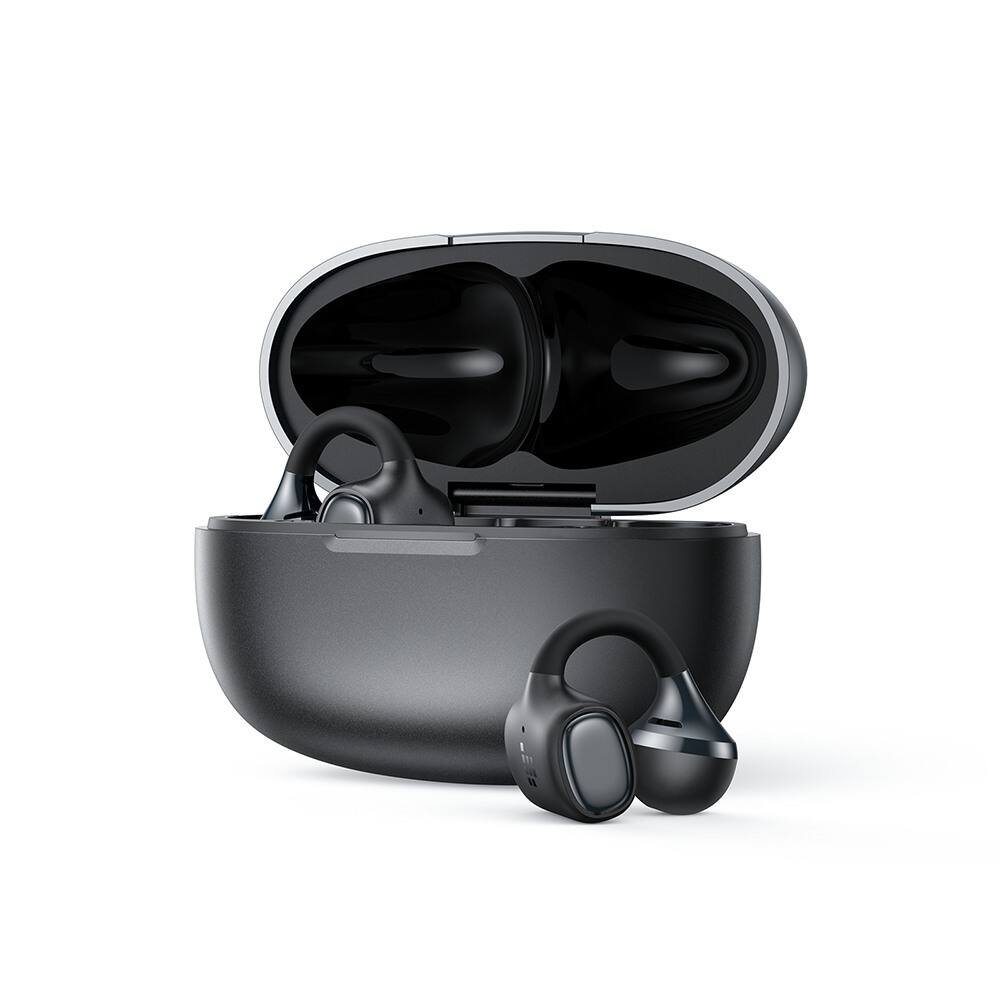 Left. Tronsmart - OpenFly 2 Open Ear Clip-On Earbuds-32H Playtime, Hi-Res Light Comfort Fit for Sports/Workouts, Low Latency, Dual Pairing - Black.