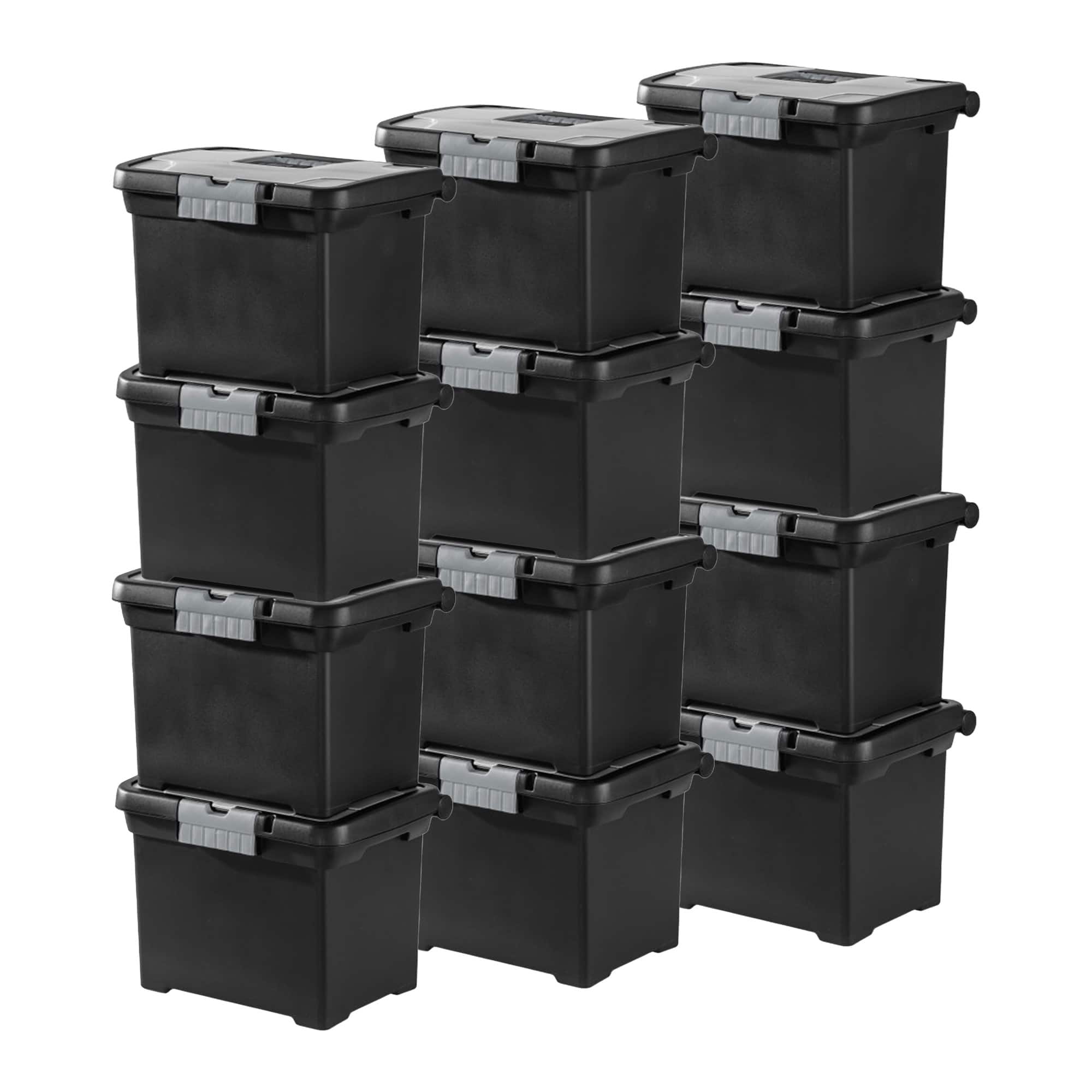 Sterilite - Portable Lockable File Box Organizer with Handle (12 Pack) - Black