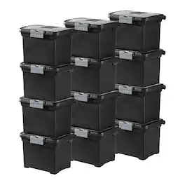Sterilite - Portable Lockable File Box Organizer with Handle (12 Pack) - Black