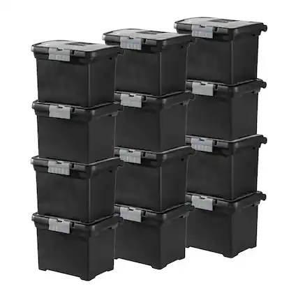 Front. Sterilite - Sterilite Portable Lockable File Box Organizer with Handle (12 Pack) - Black.