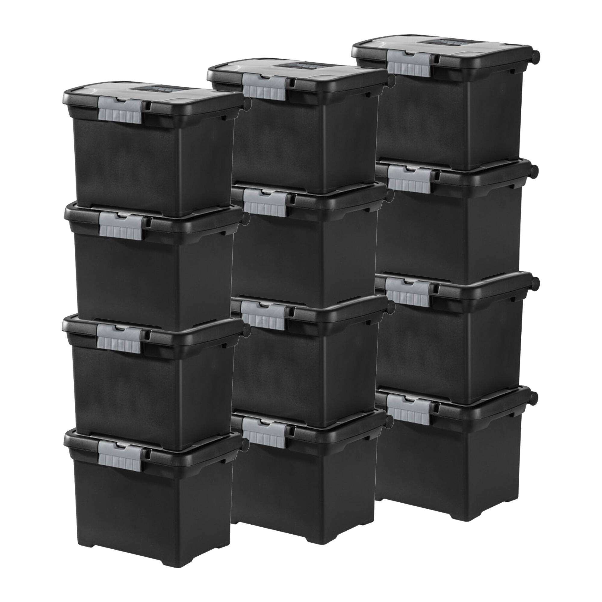 Front. Sterilite - Sterilite Portable Lockable File Box Organizer with Handle (12 Pack) - Black.