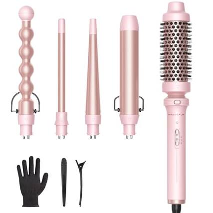 Front. DORLUKFU - Wavytalk 5 in 1 Curling Iron,Curling Wand Set with Curling Brush and 4 Interchangeable Ceramic Curling.