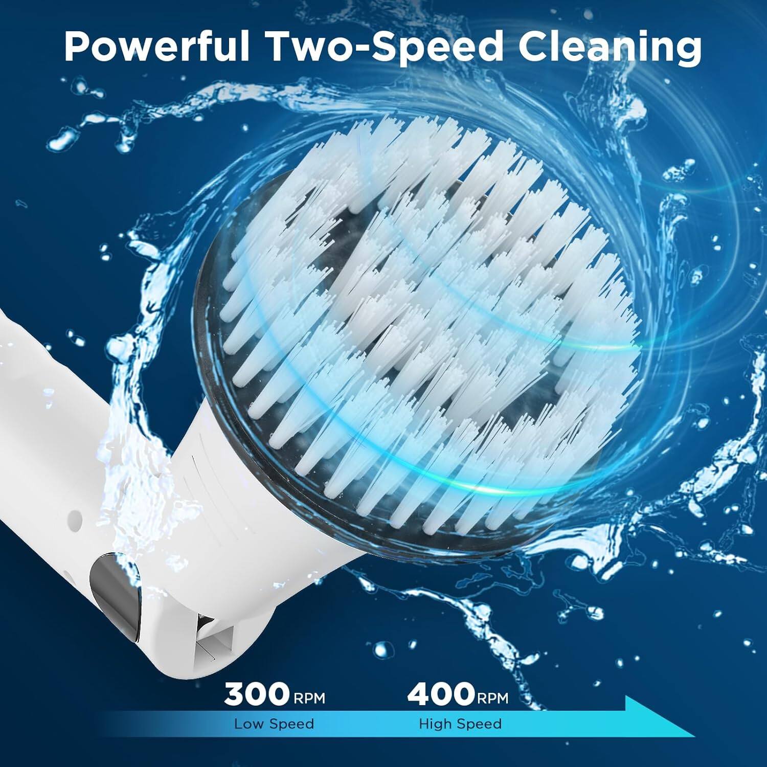 Powerful Two-Speed Cleaning

300 RPM  
Low Speed

400 RPM  
High Speed