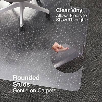 Clear Vinyl  
Allows Floors to Show Through  

Rounded Studs  
Gentle on Carpets