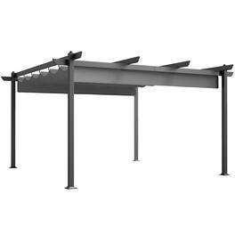 Outsunny - 13' x 13' Retractable Pergola Canopy with Stronger Aluminum Frame, Outdoor Pergola Sun Shade Shelter - Gray