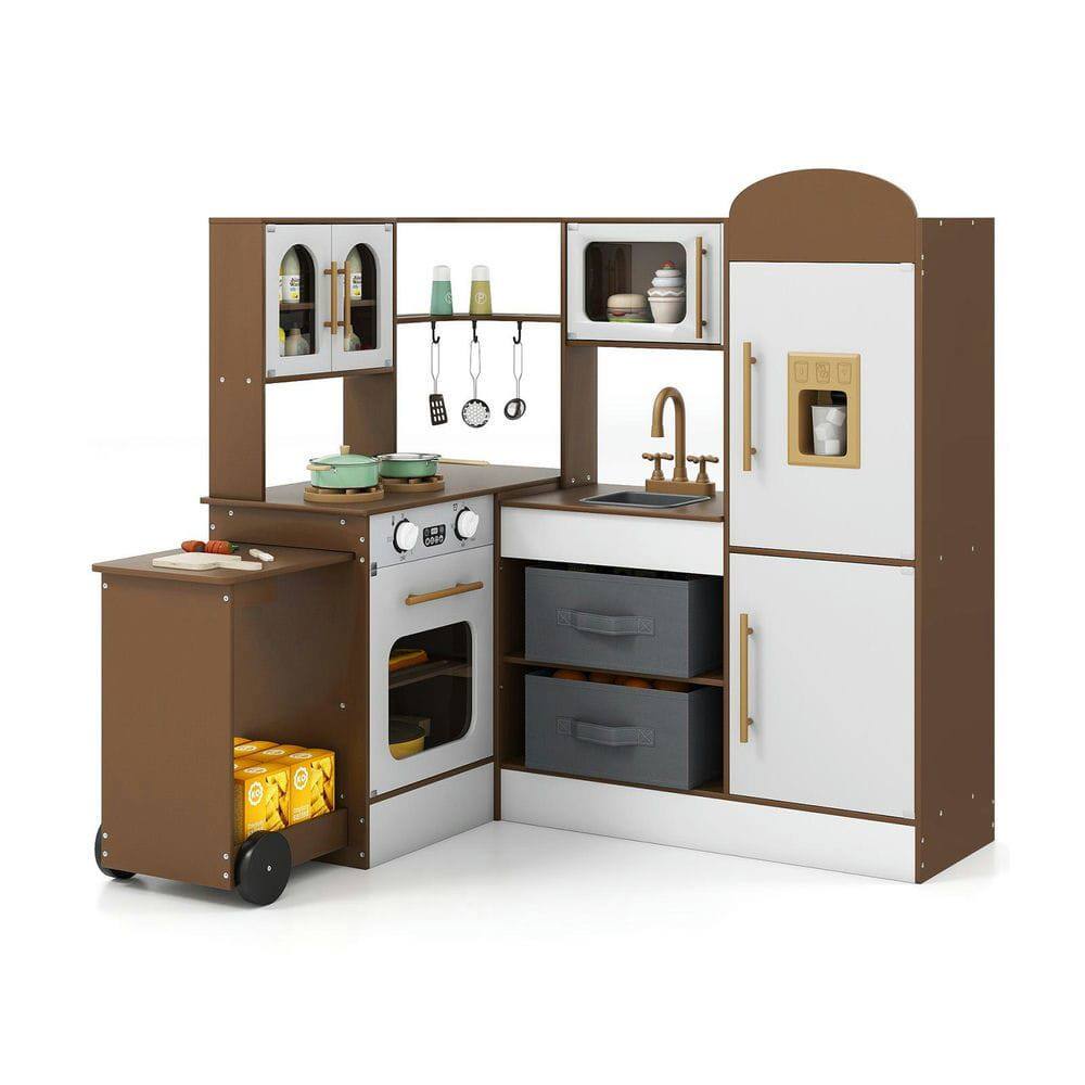 Left. Resenkos - Corner Kitchen with Lights & Sounds for Ages 3+ , Interactive Play Kitchen - Coffee.