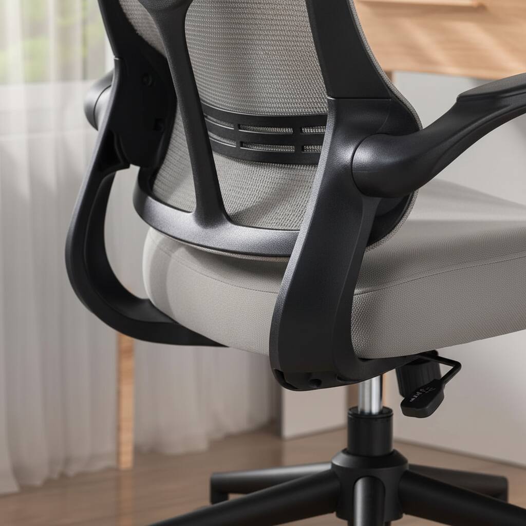 Left. AOITUN - Comfort Office Chair for Daily Work, Ergonomic Seat with Lumbar Support, Ideal for Home Offices, College Dorm Rooms - Gray.