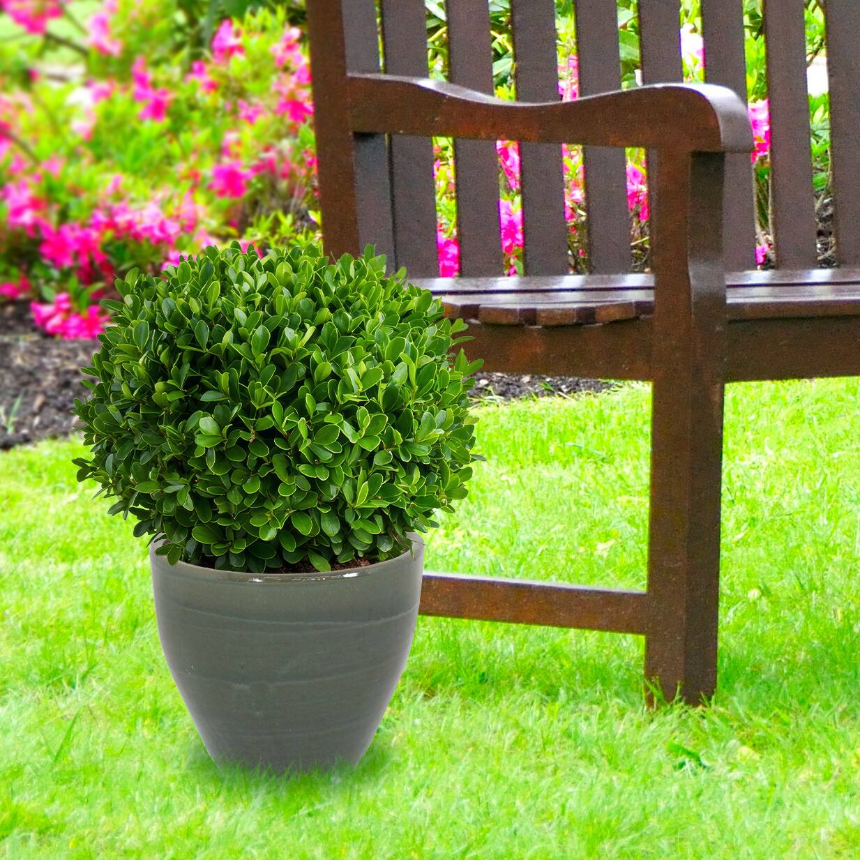 Alt View 7. Sunnydaze - 13.5 in Resort High-Fired Glazed Ceramic Planter - Gray.