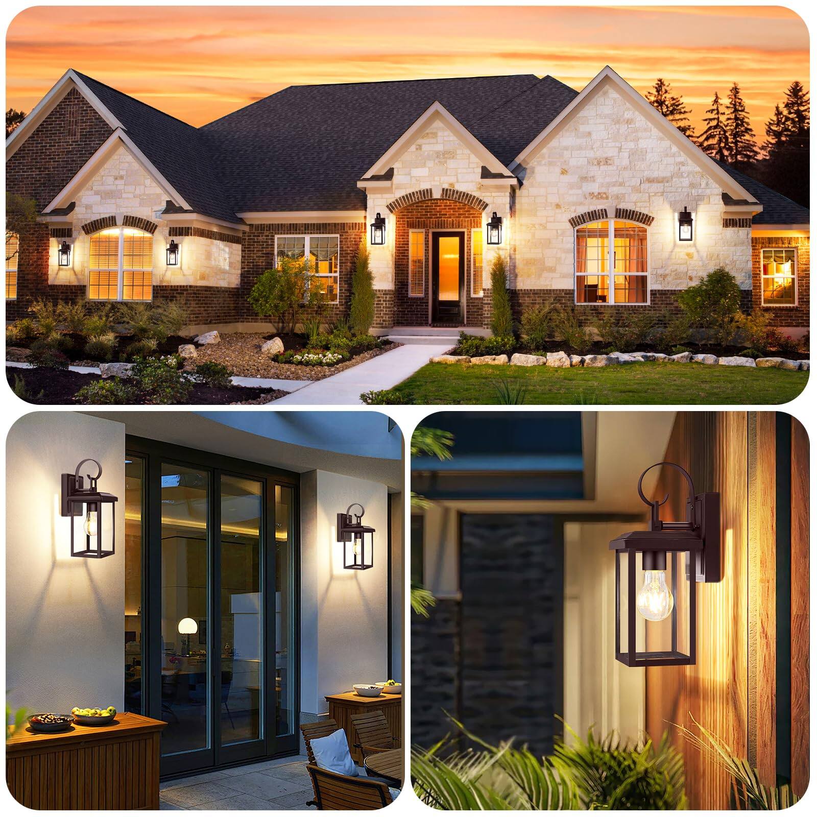 Back. Nordic Hygge - 2-Pack Outdoor Waterproof Wall Light Fixtures in Brown.