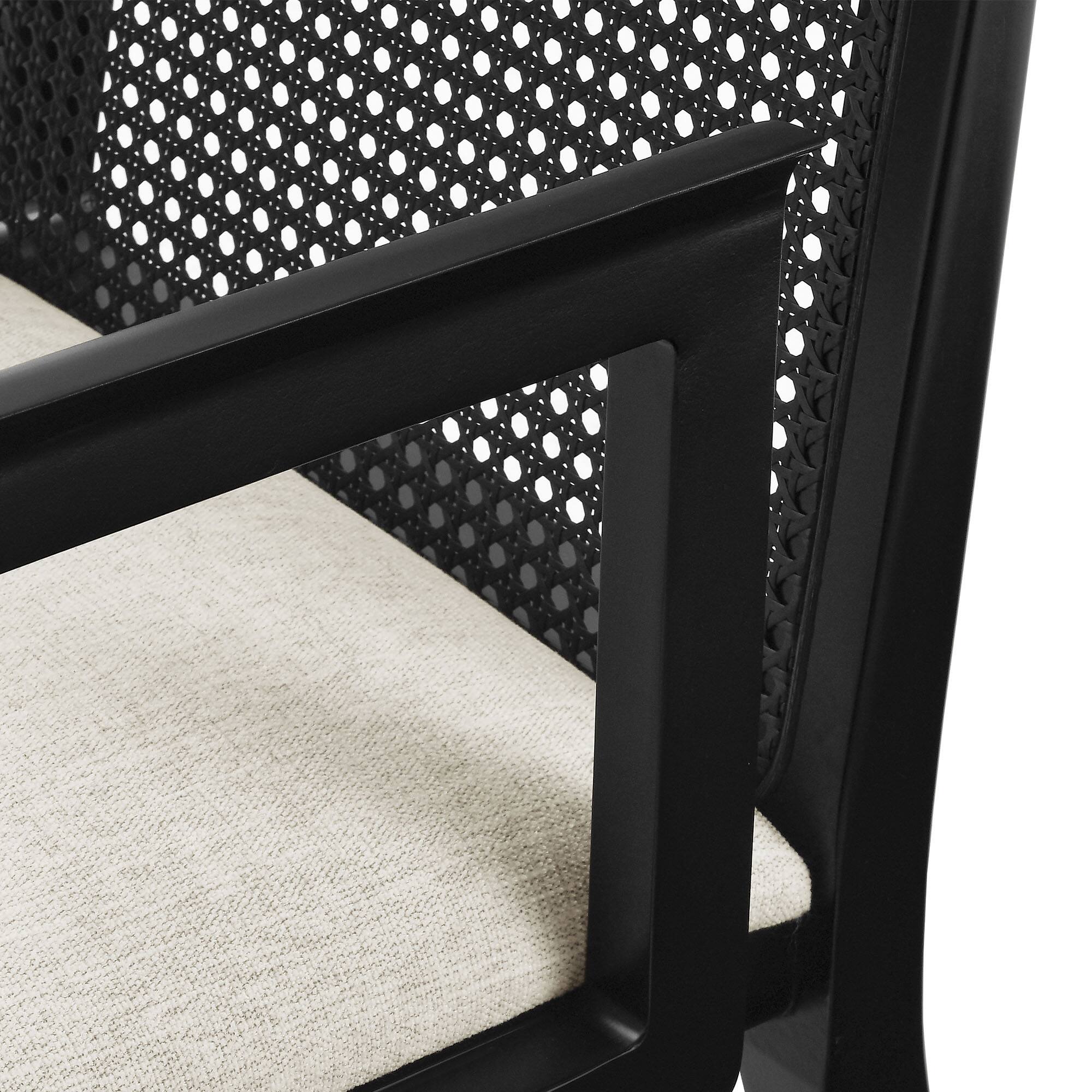 Alt View 5. Modway - Monarch Wood and Rattan Dining Armchair by Modway - Black Black Heathered Weave Ivory.