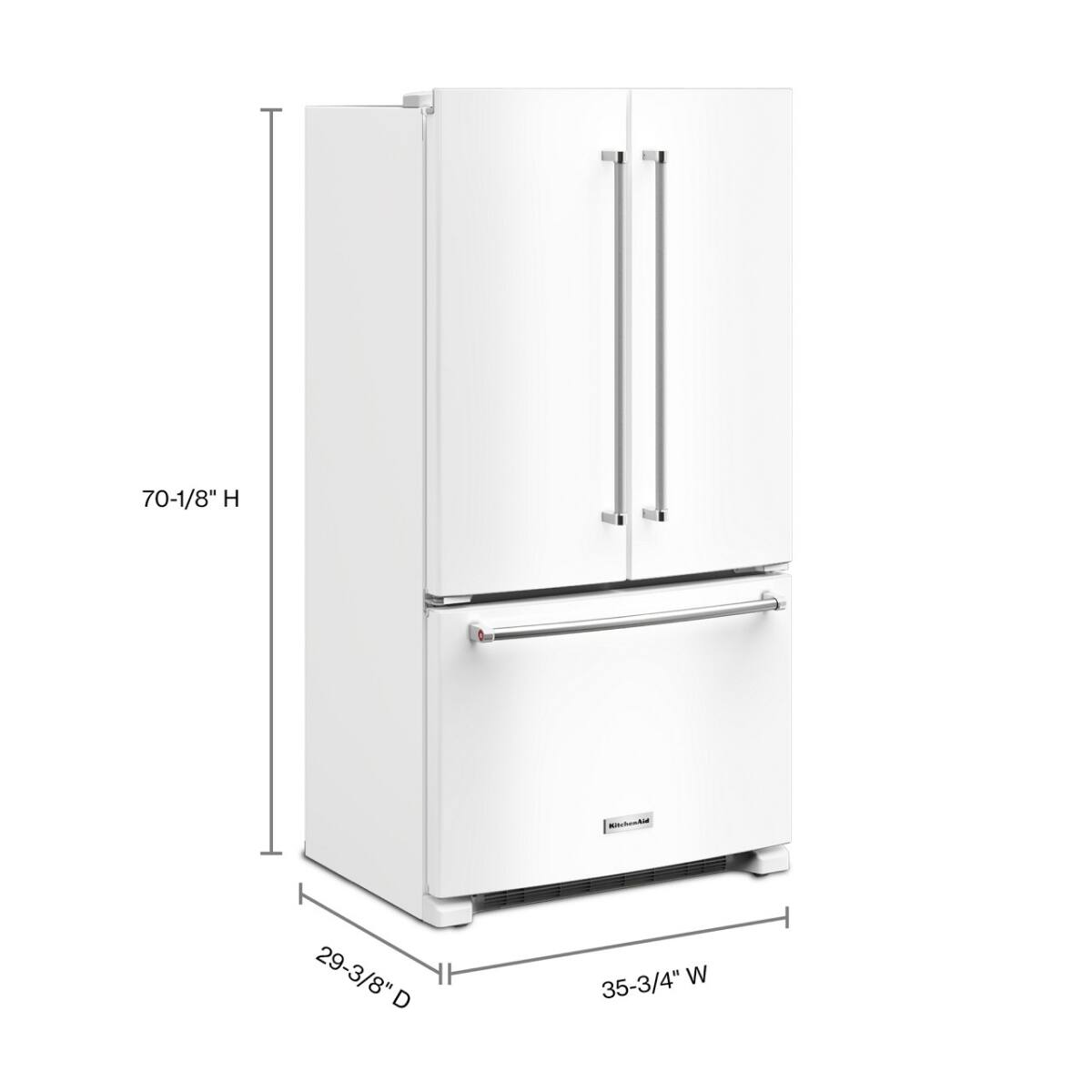 Left. KitchenAid - KitchenAid - 20 cu. ft. 36-Inch Width Counter-Depth French Door Refrigerator with Interior Dispense .- White - White.