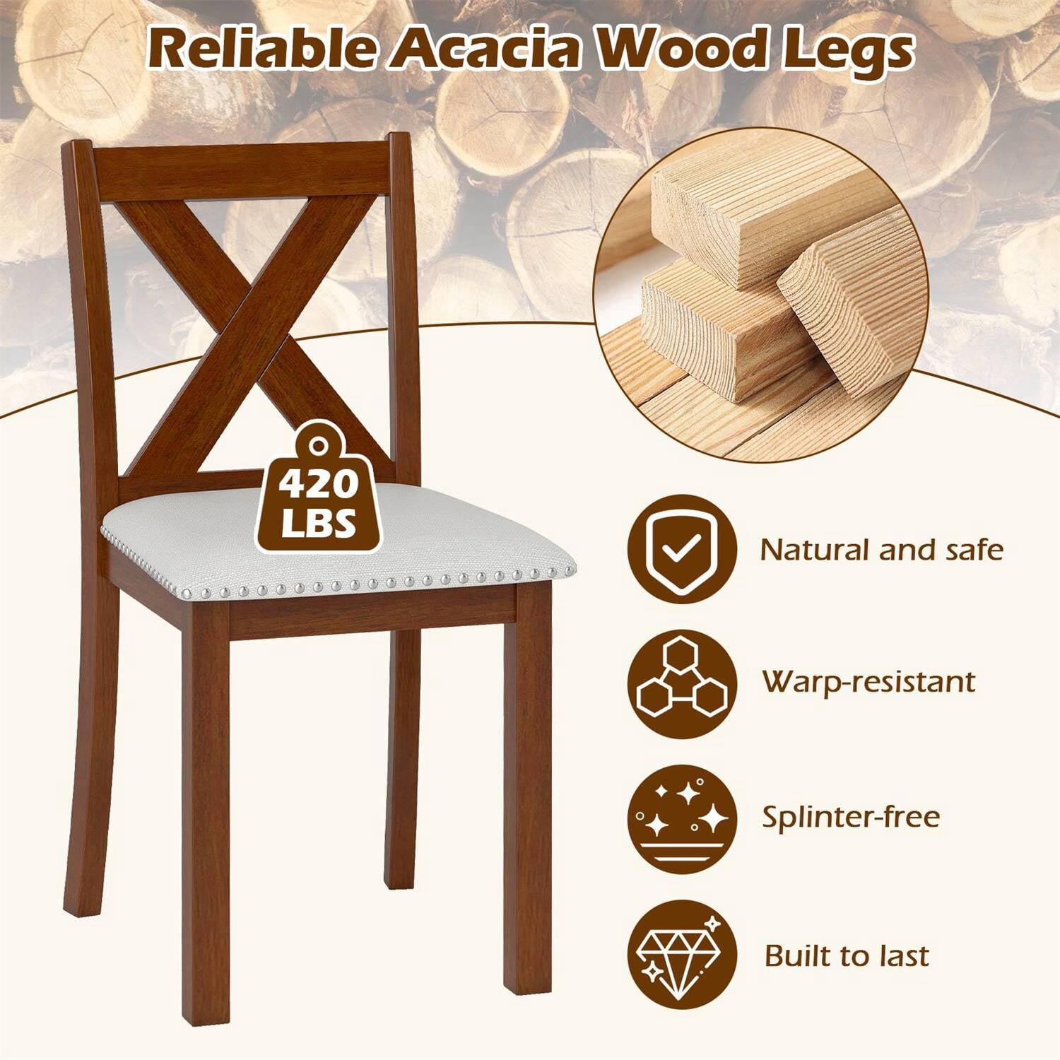 Reliable Acacia Wood Legs

420 LBS

- Natural and safe
- Warp-resistant
- Splinter-free
- Built to last