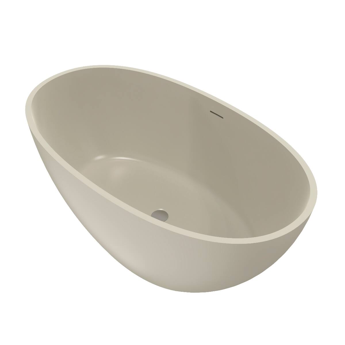 Alt View 1. Loheer - Loheer 55 Inch Freestanding Solid Surface Soaking Bathtub Matte Light Beige Oval Center Drain - Light beige.