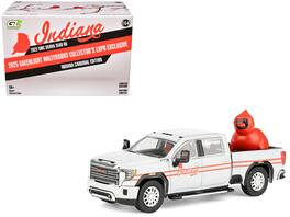 2022 GMC Sierra 3500 HD "Indiana Cardinals" Silver/Red Stripes with Cardinal Figure "2025 Greenlight Expo" 1/64 Diecast - Silver Metallic