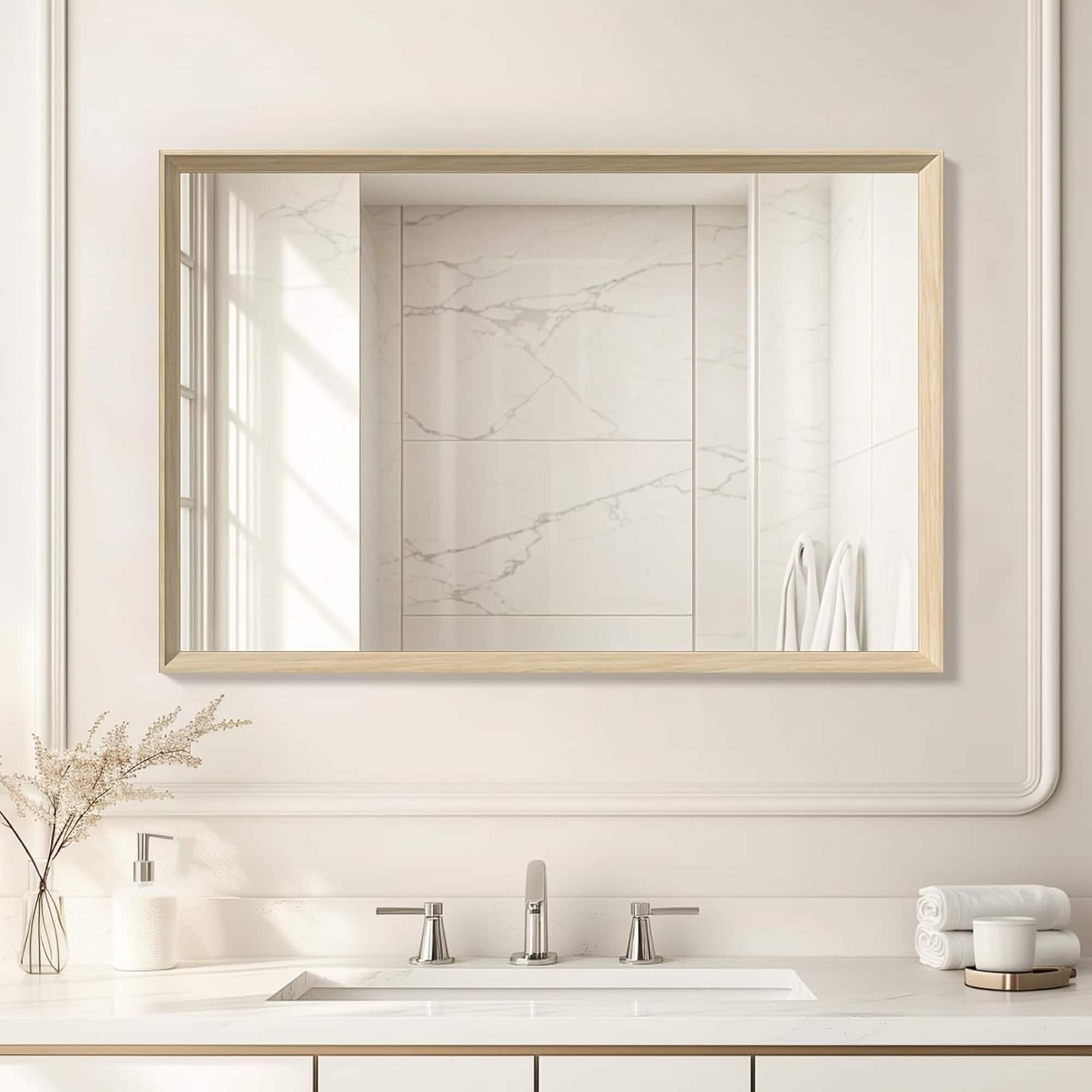 ULTRUE - UTBM0RT01OW06090 Oak Wood Effect 24x36 Framed Wall Mirror