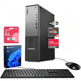 Lenovo - Upgraded - ThinkCentre neo 55s Desktop - AMD Ryzen 5 220 - 64GB RAM 512GB PCIe M.2 SSD - Wired K&M - Adata 64GB USB Drive - Black