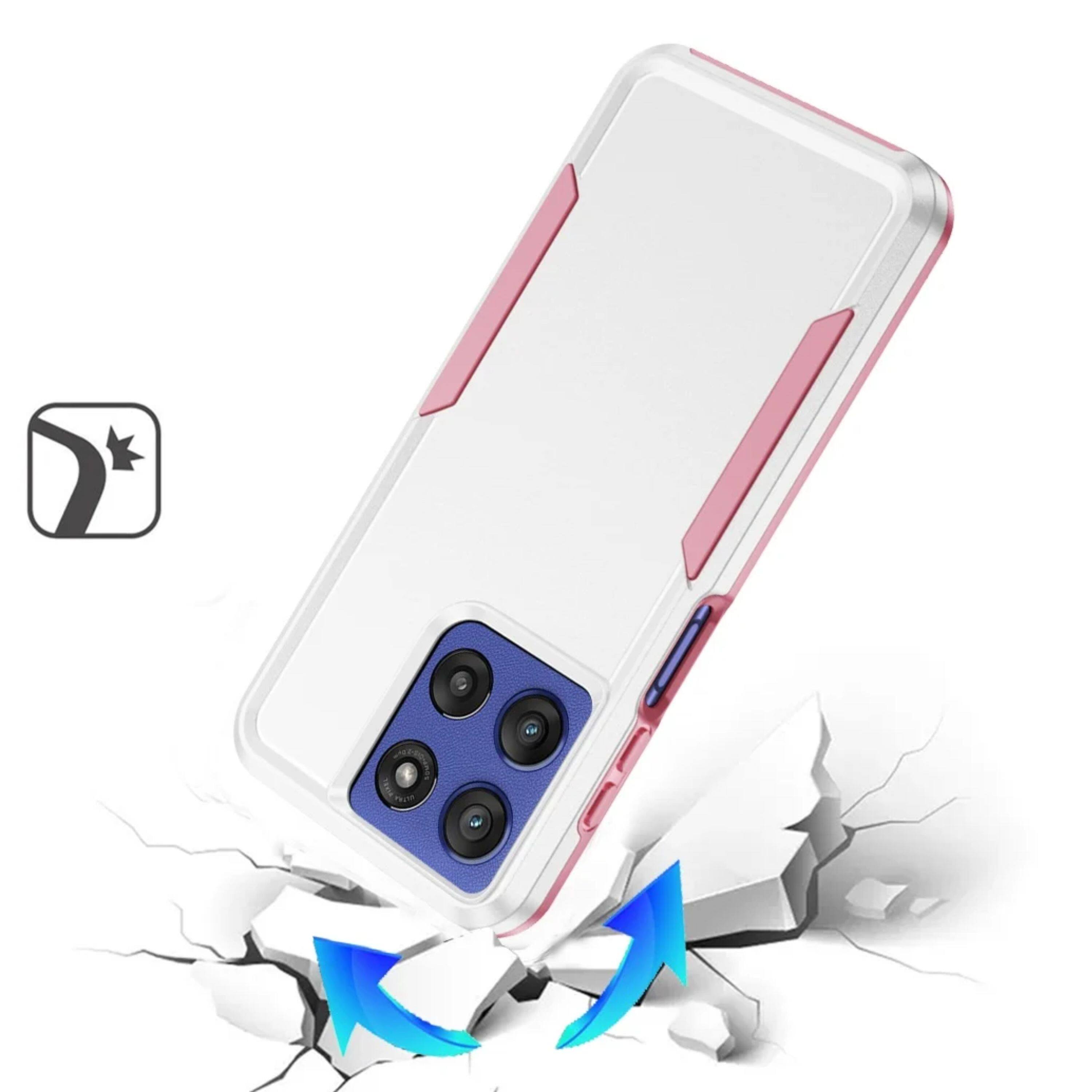 Angle. Kitcheniva - Fused Rugged Shockproof Phone Case With Tempered Glass For Moto G Stylus 2026/2025 White - White.