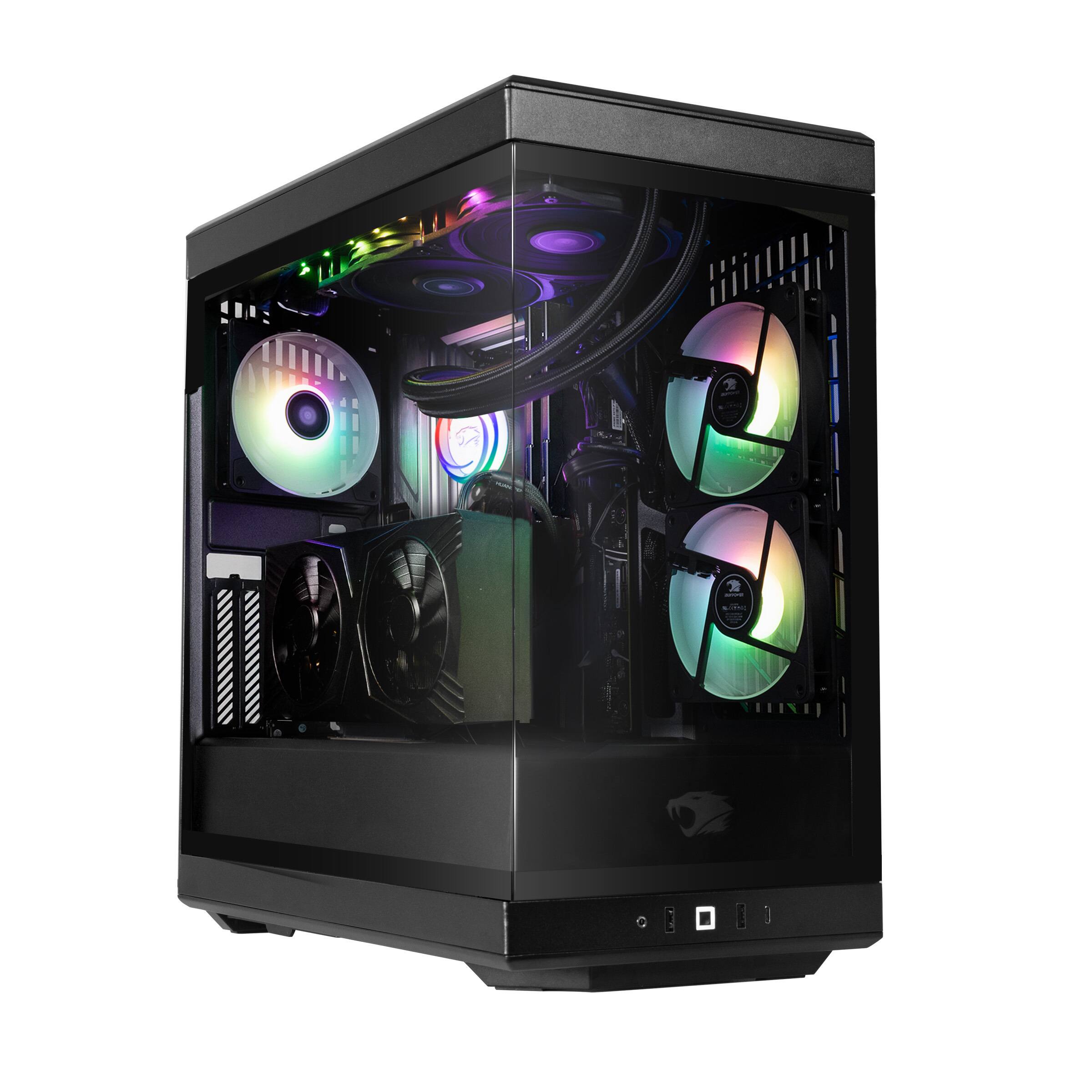 Left. iBUYPOWER - Y40 Gaming Desktop PC - Intel Core Ultra 7 265F, NVIDIA RTX 5070 12GB, 32GB DDR5 Non-RGB RAM, 1TB SSD_Y40BI7N5701 - Black.