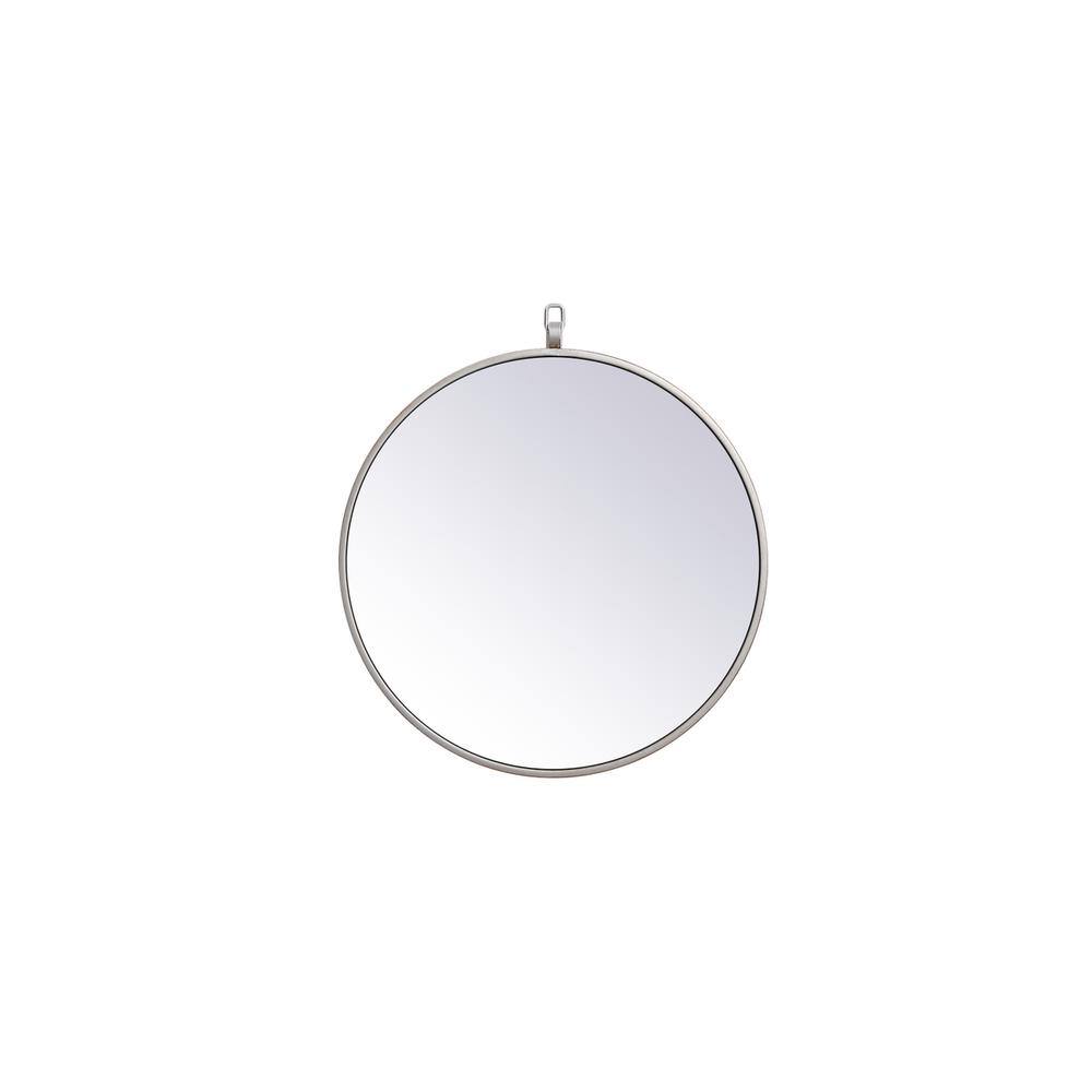 Alt View 2. Elegant Decor - Metal frame round mirror with decorative hook 18 inch in silver - Silver.