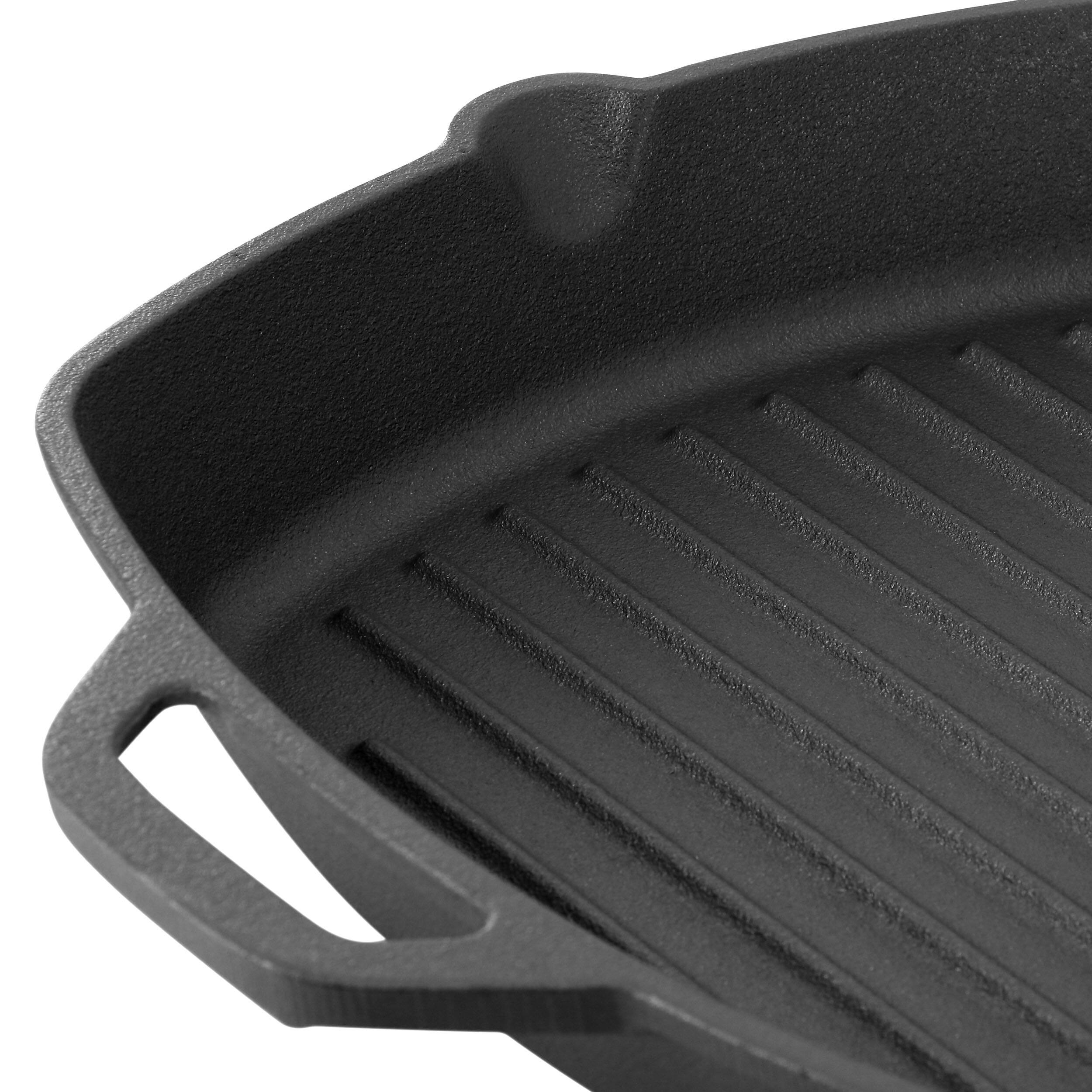 Alt View 5. MegaChef - MegaChef 10.4 Inch Pre-Seasoned Cast Iron Griddle with Tempered Glass Lid - Black and Red.