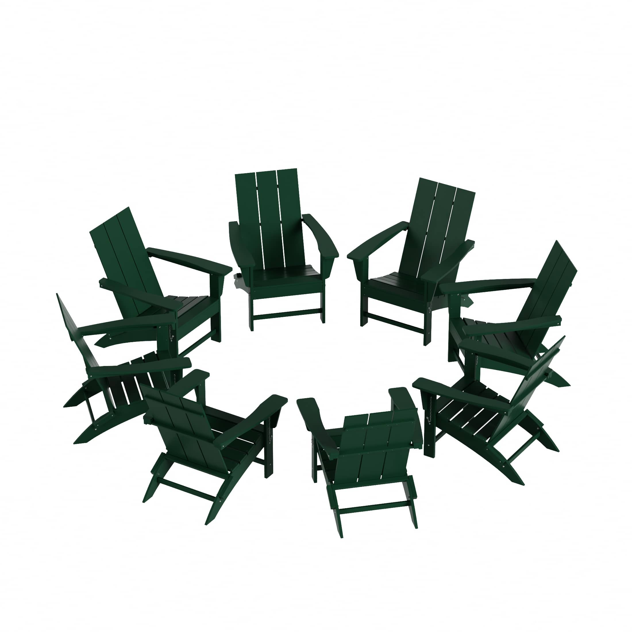 WestinTrends - Ashore 8-Piece Modern Poly Folding Adirondack Chair Set - Dark Green price history on PriceWatchPro