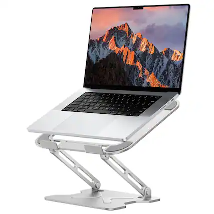 Front. Hanke - Adjustable Laptop Stand For Desk Metal Foldable Riser Portable Holder Mount Ventilated Computer Notebook Ma... - Silver.