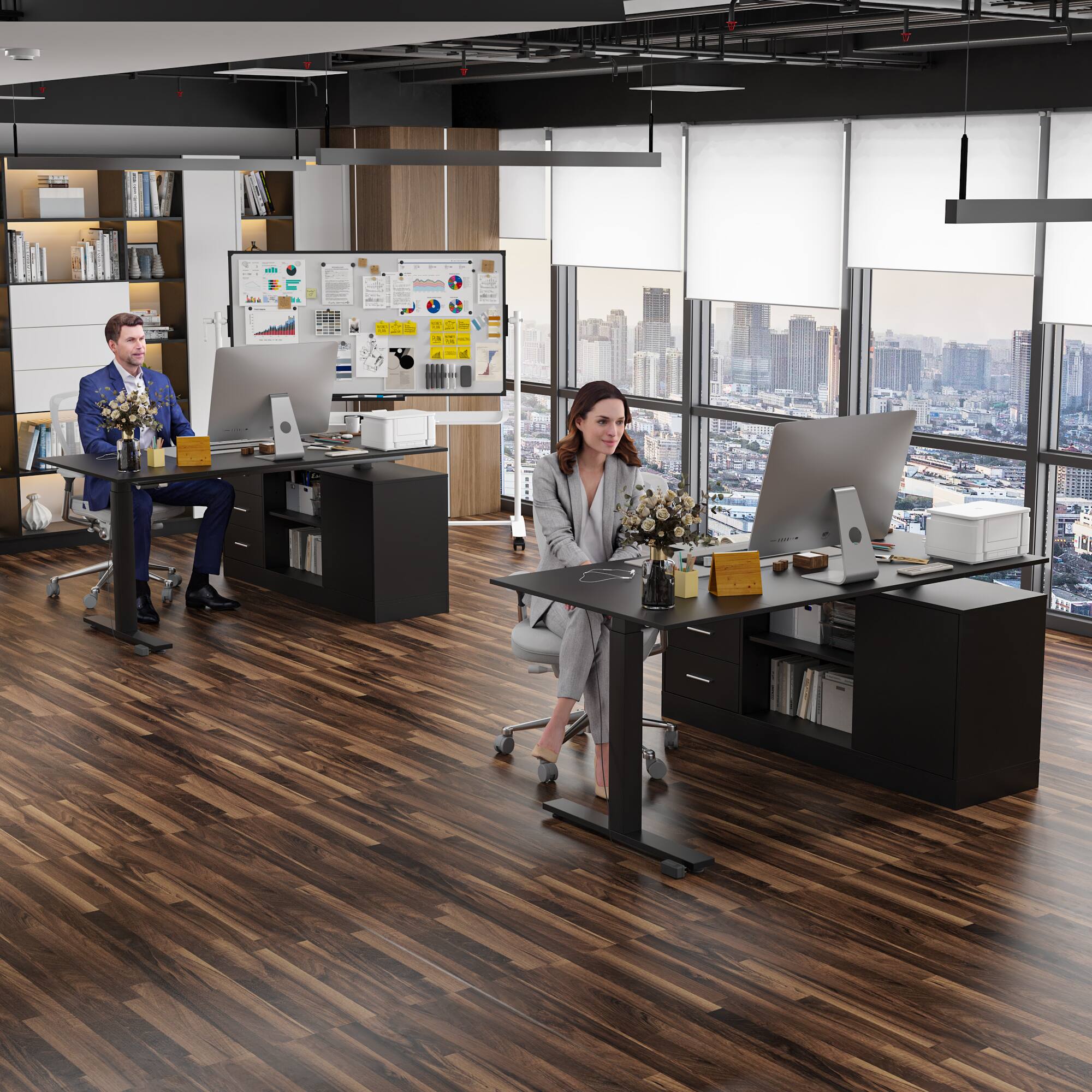Alt View 4. FUFU & GAGA - FUFU&GAGA Electric Height - Adjustable Desk – Ergonomic Office Workstation - Black.