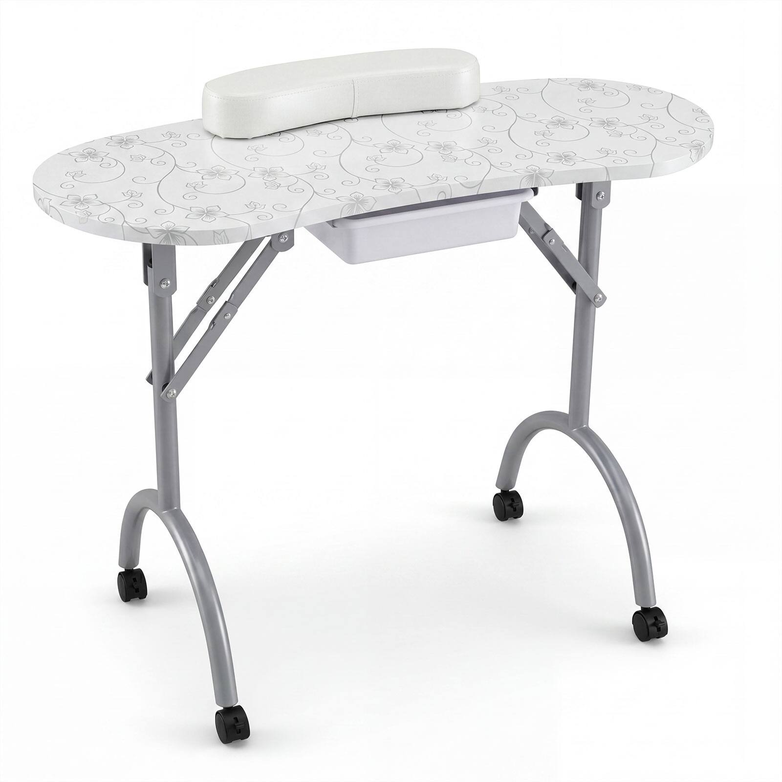 Alt View 9. Costway - Costway Portable Nail Table Station with Oxford Bag Case Sliding Drawer Leather Hand Pillow - White.