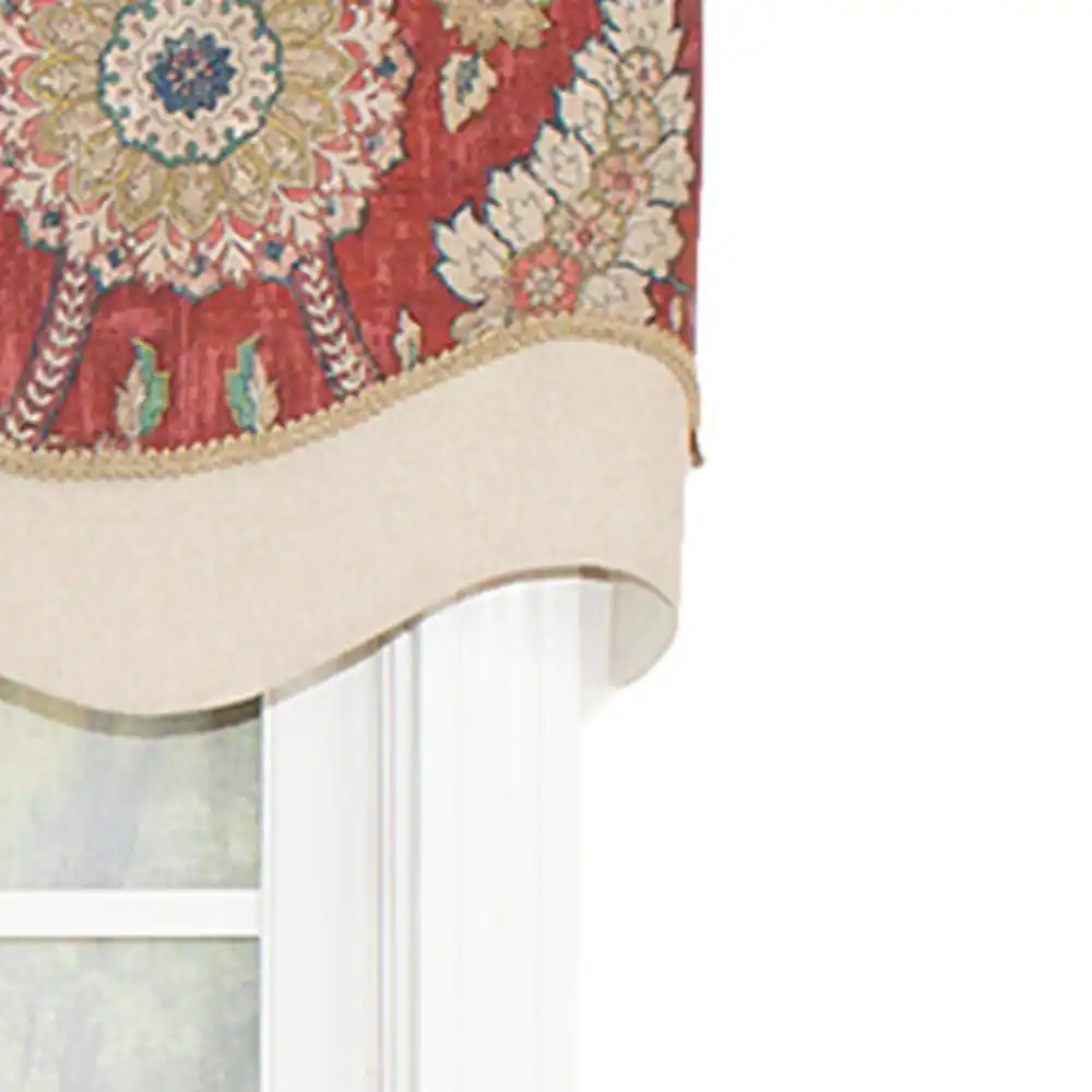 Left. RLF Home - RLF Home Wakeshire Glory All Season 3" Rod Pocket Valance 50" x 16" Garnet - Garnet.