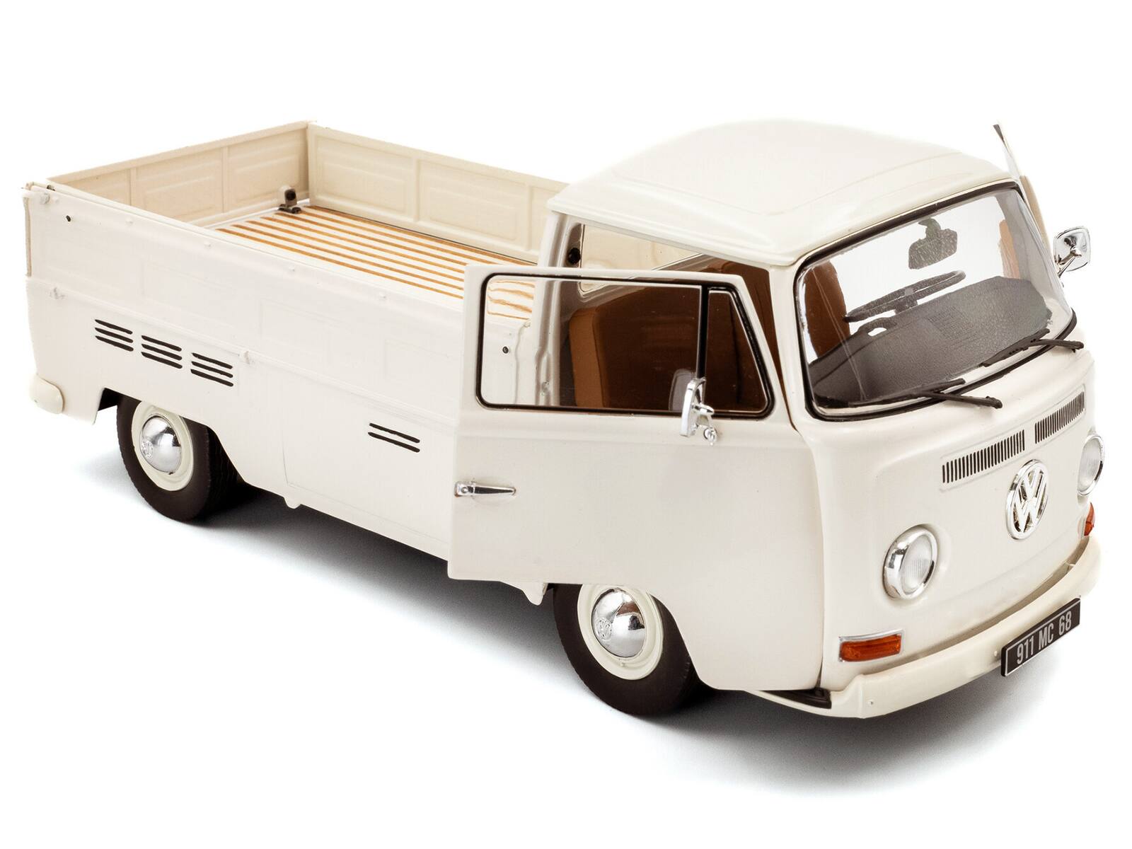 Angle. Solido - 1968 Volkswagen T2 Pickup Truck Beige 1/18 Diecast Model Car by Solido - Beige.