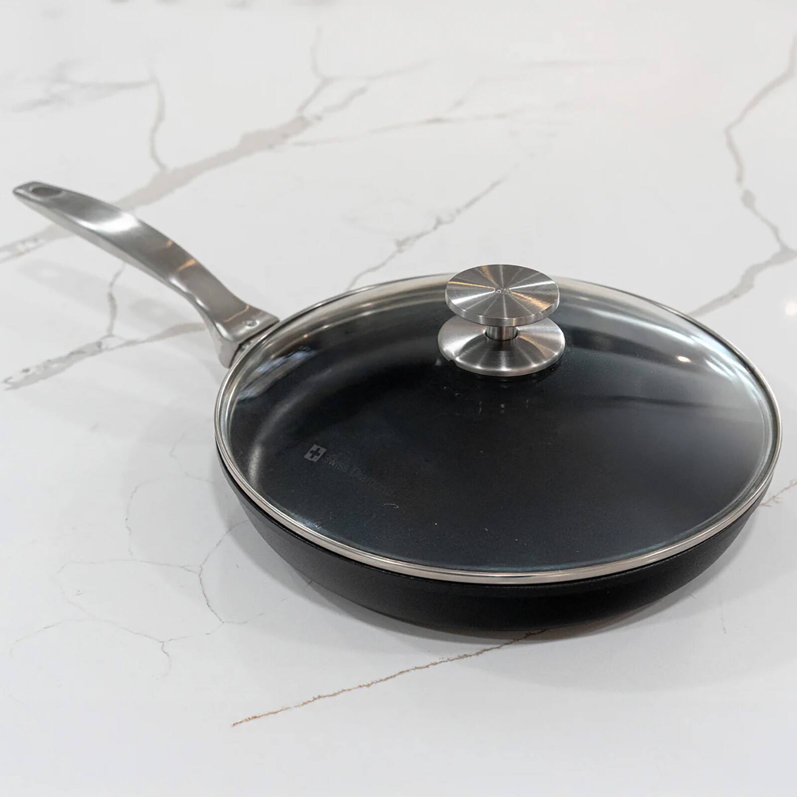 Alt View 2. Swiss Diamond - CHD Nonstick Fry Pan, 10.25-Inch with Lid - Black.