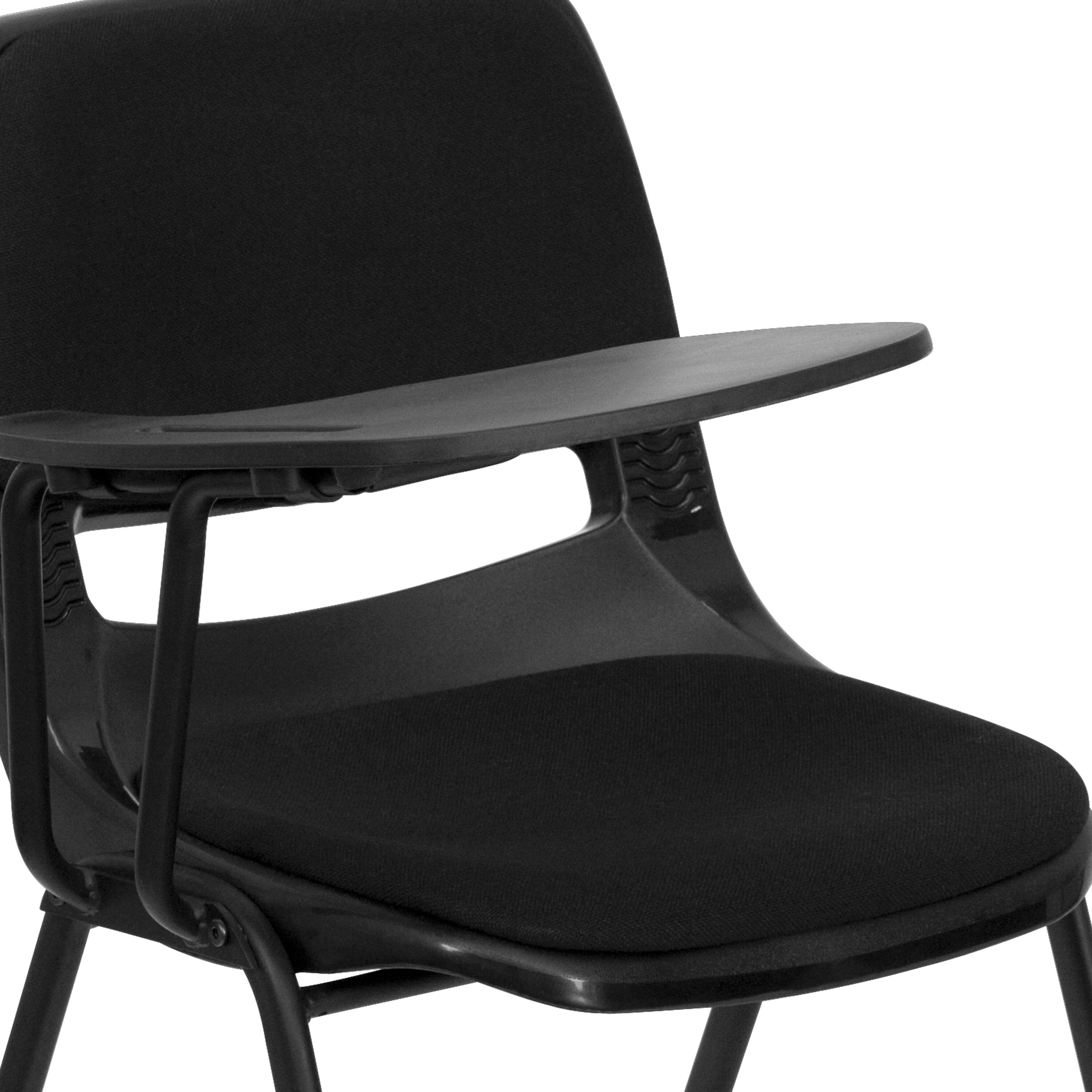 Alt View 8. Emma + Oliver - Padded Ergonomic Shell Chair with Right Handed Flip-Up Tablet Arm - Black.
