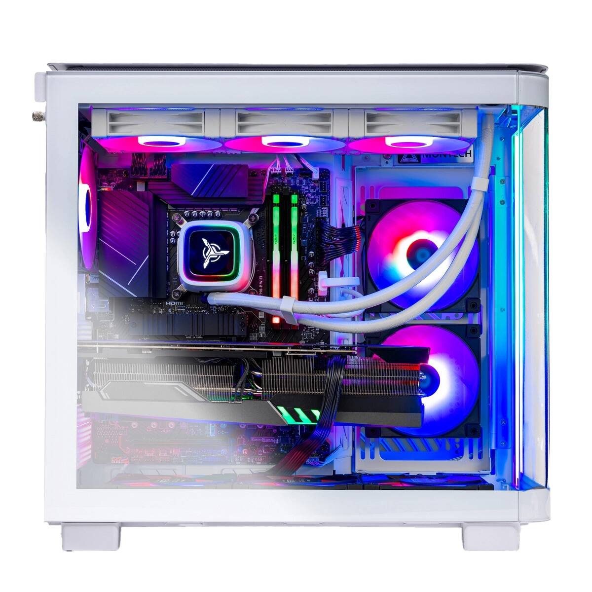 Angle. Skytech Gaming - KING95 Gaming PC - Intel Core Ultra 7 U7 265F (2025) - 16GB Memory - NVIDIA GeForce RTX 5060 - 1TB NVMe Storage - White.