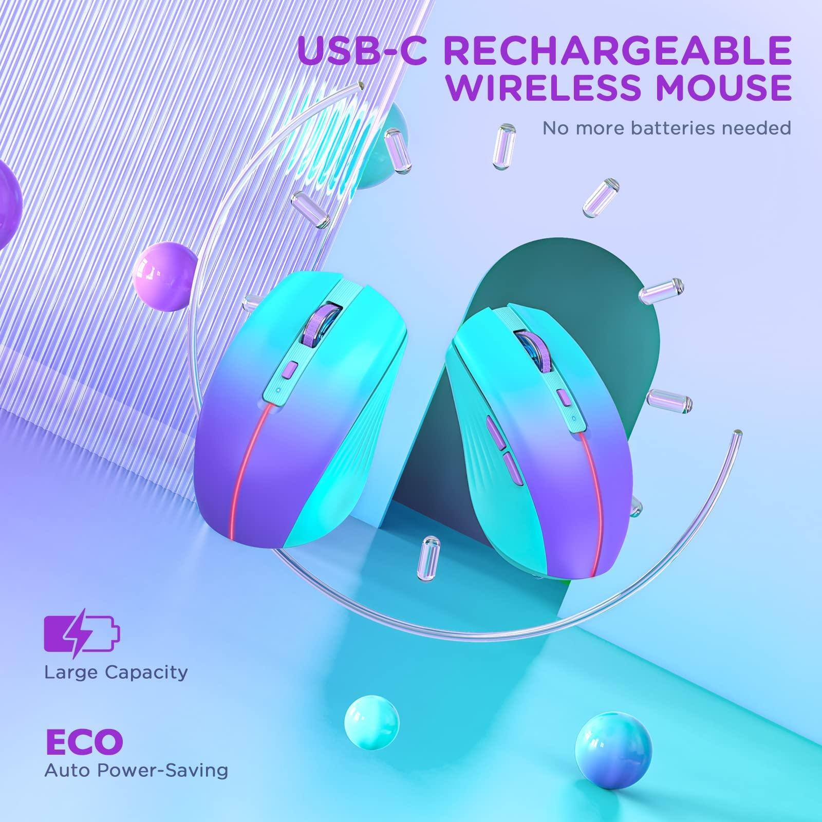 USB-C Rechargeable Wireless Mouse  
No more batteries needed  

Large Capacity  
ECO Auto Power-Saving