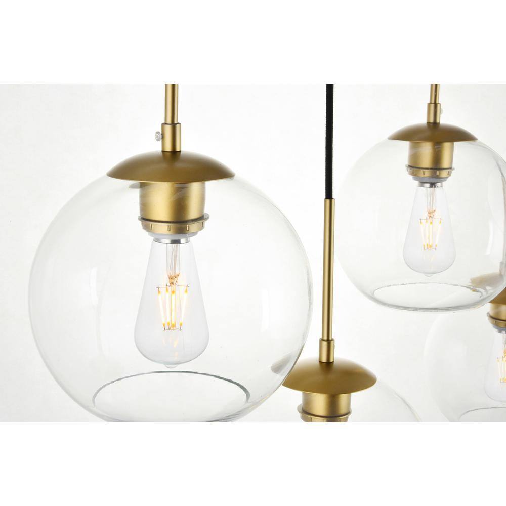 Angle. Living District - Baxter 7 Lights Brass Pendant With Clear Glass - Brass And Clear.