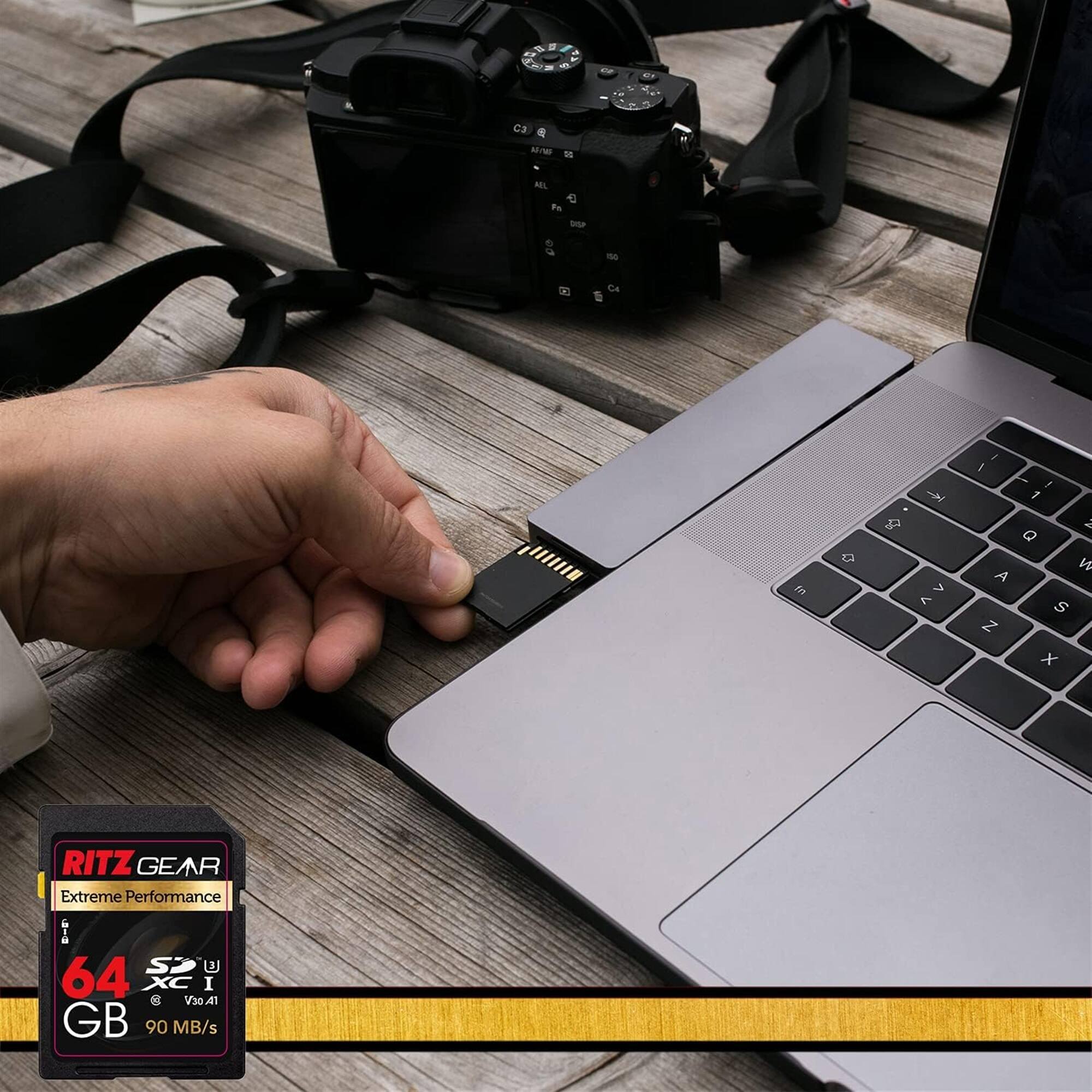 Ritz Gear 64GB High Speed SDXC UHS II SD Card, C10, U3, V60, Full