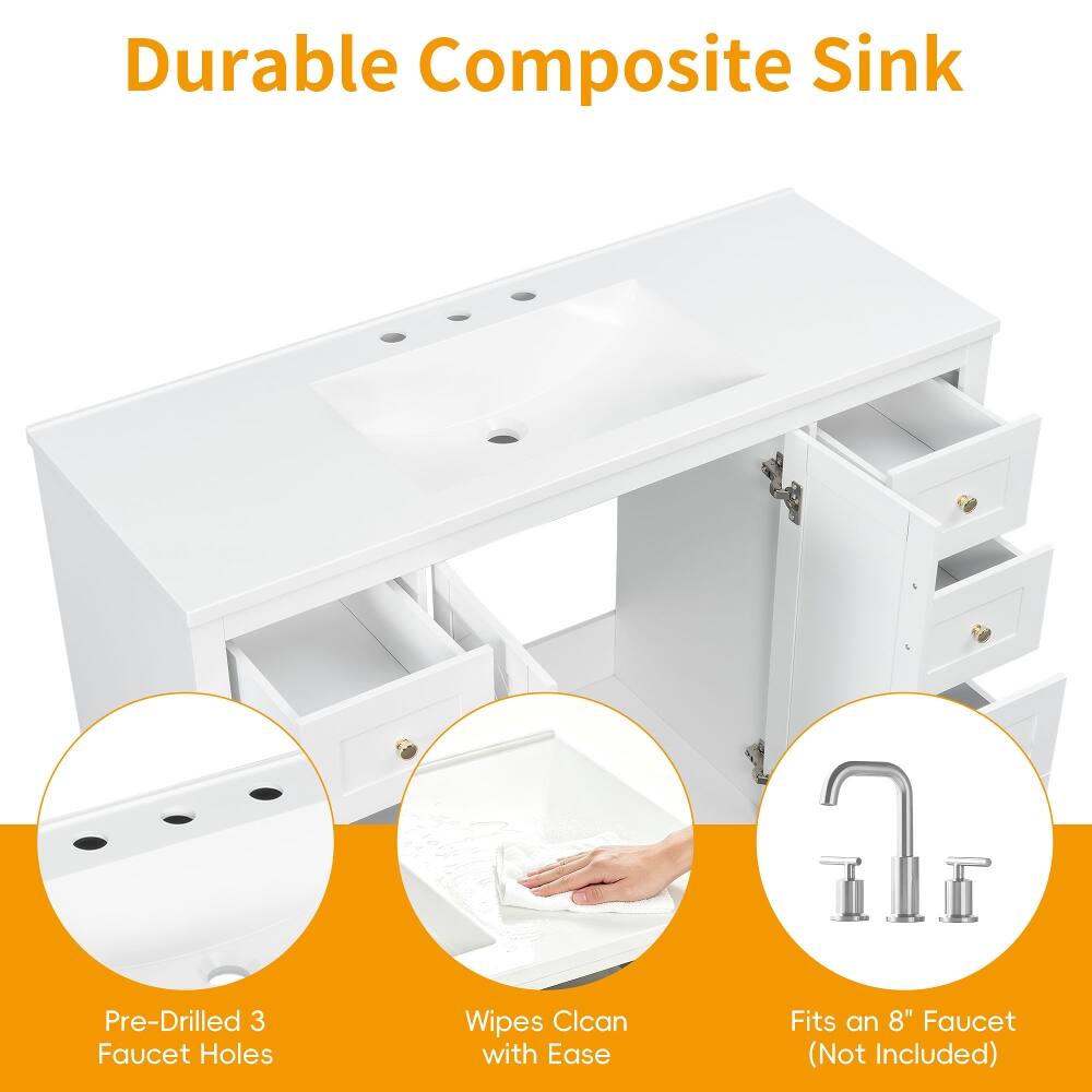 Durable Composite Sink

Pre-Drilled 3 Faucet Holes

Wipes Clean with Ease

Fits an 8" Faucet (Not Included)